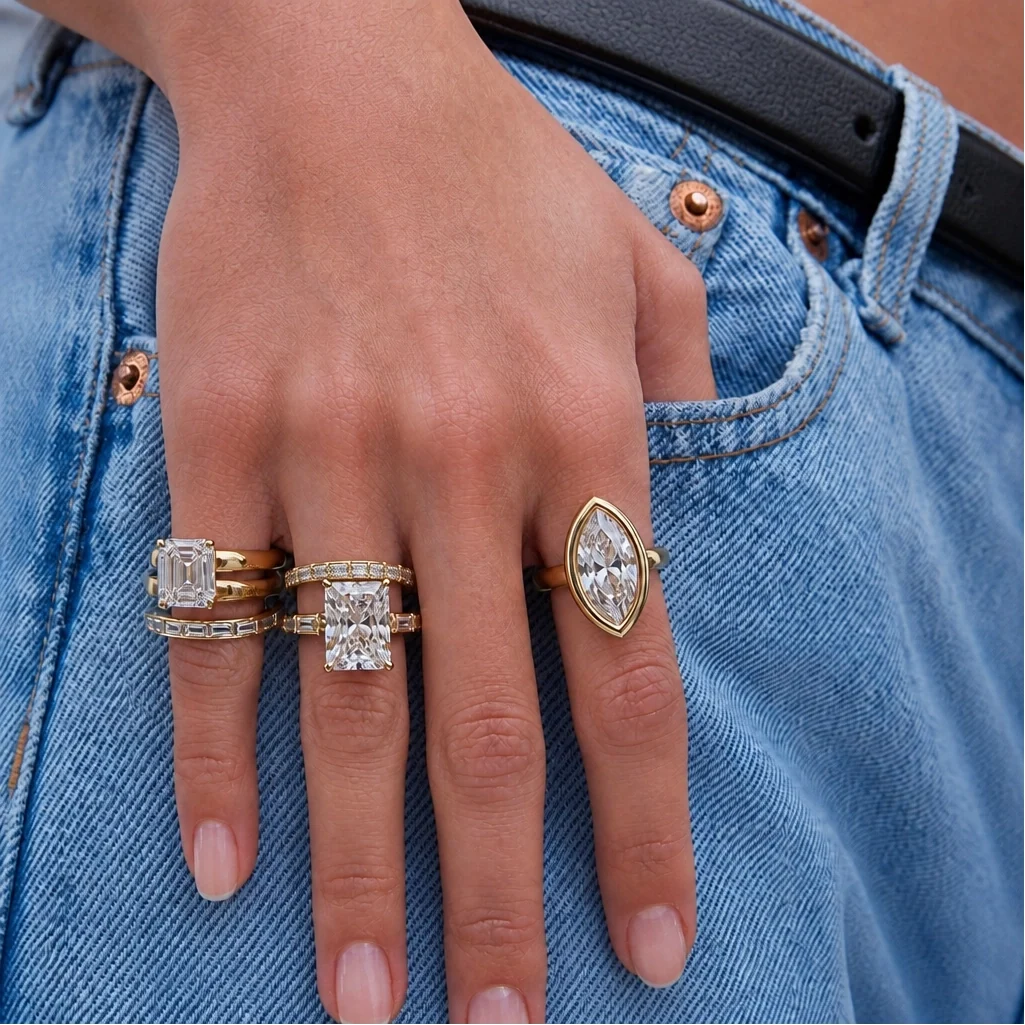 Amy 1.3 Lab-Grown Diamond Half-Eternity, Side Stone Ring