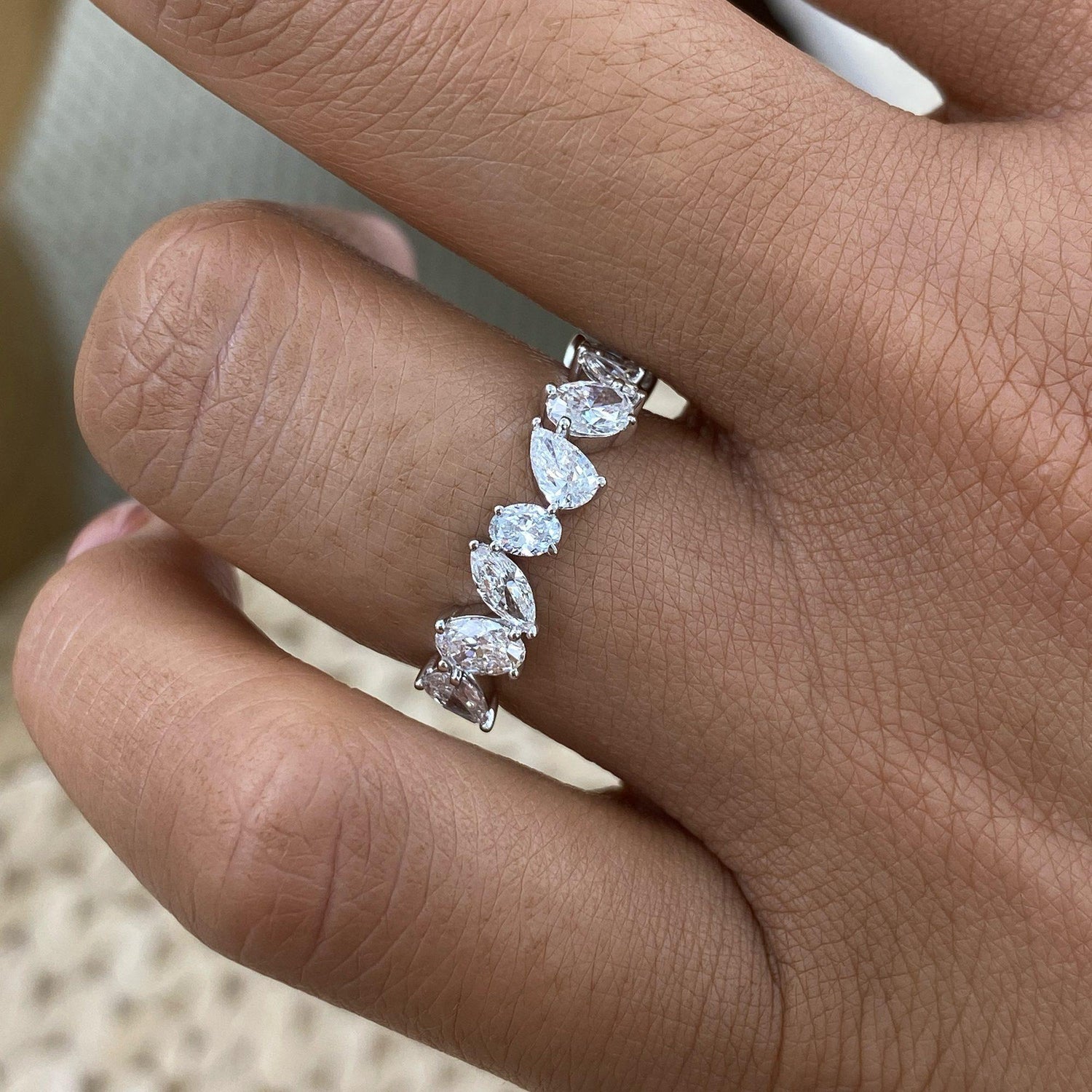 Amy 1.3 Lab-Grown Diamond Half-Eternity, Side Stone Ring
