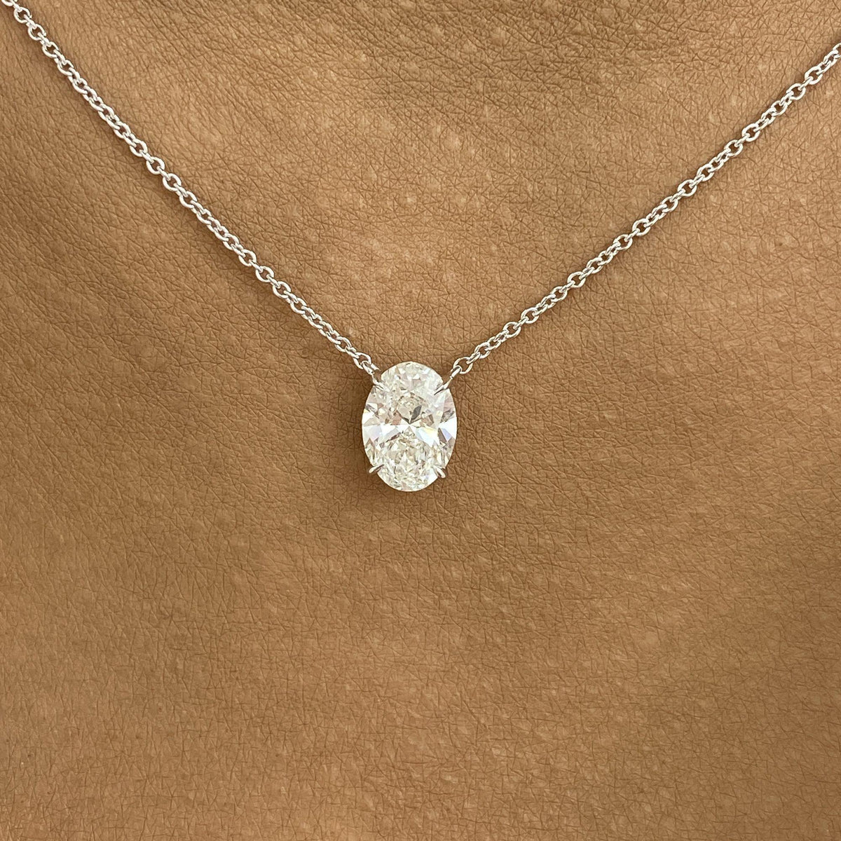 Summer 1.5 Oval Lab-Grown Diamond Solitaire,Chain Pendant