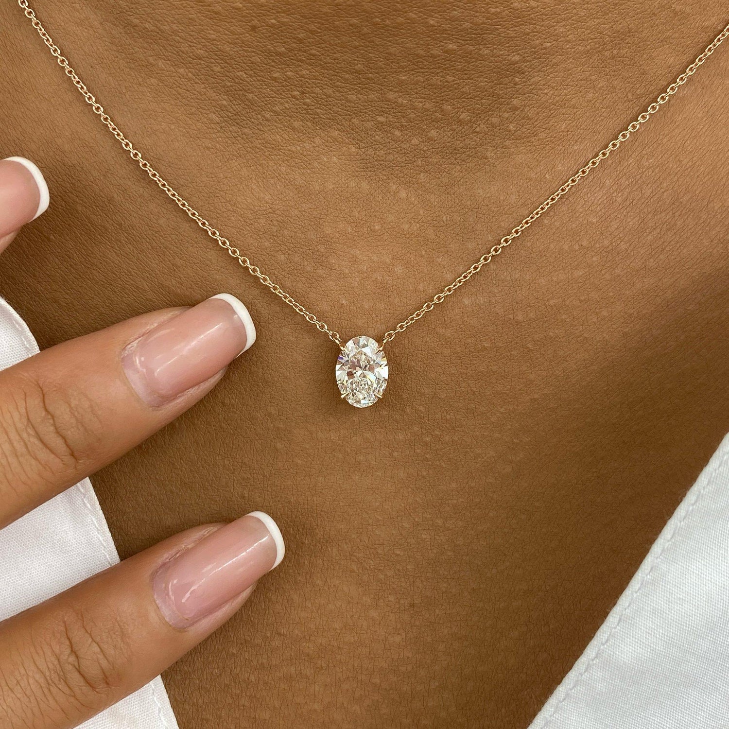 Summer 1.5 Oval Lab-Grown Diamond Solitaire, Chain Pendant