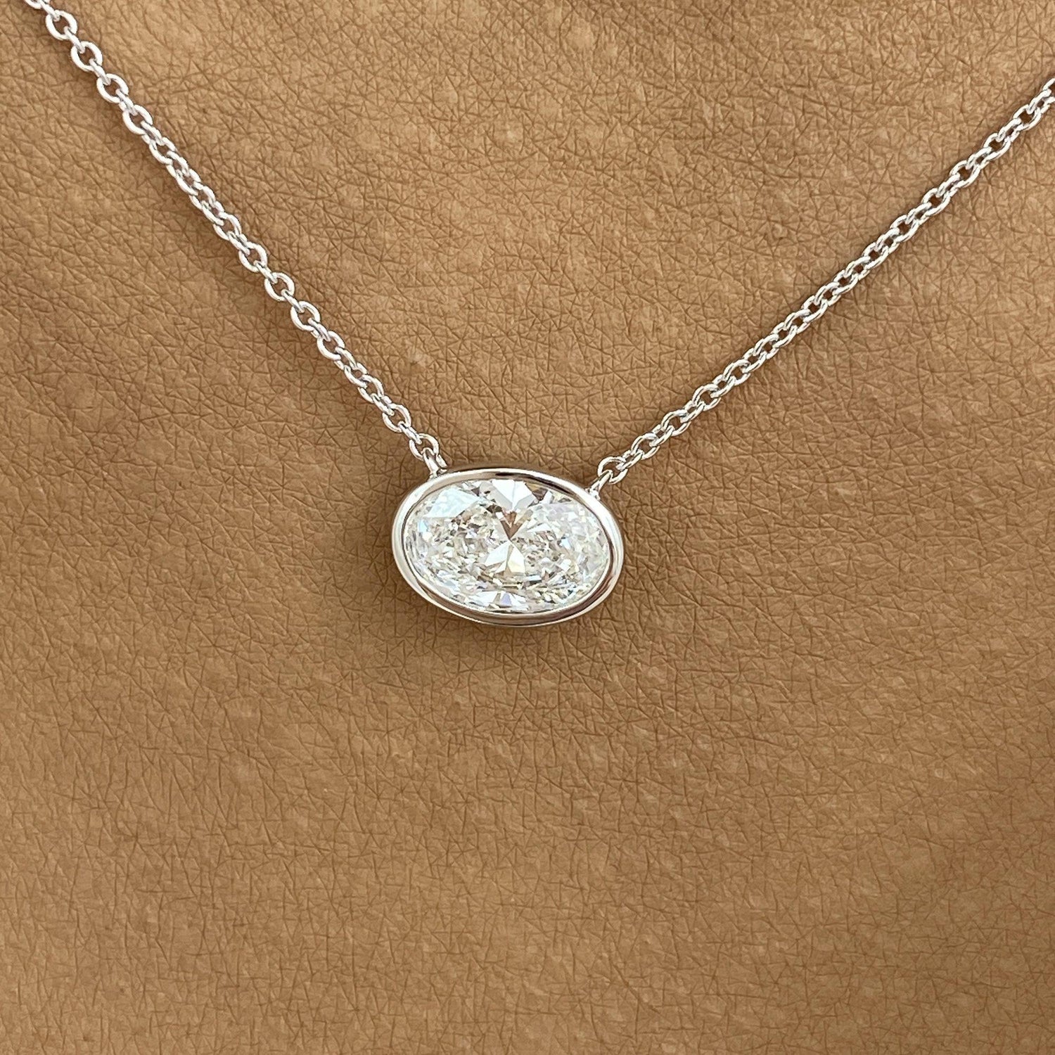 Karen 1.0 Oval Lab-Grown Diamond Solitaire, Bezel Pendant