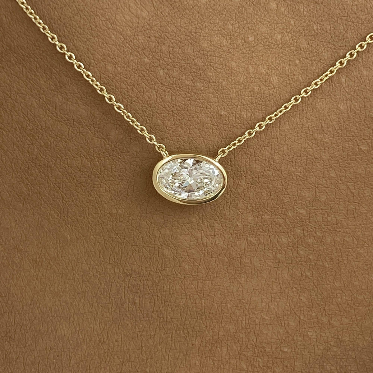 Karen 1.0 Oval Lab-Grown Diamond Solitaire, Bezel Pendant