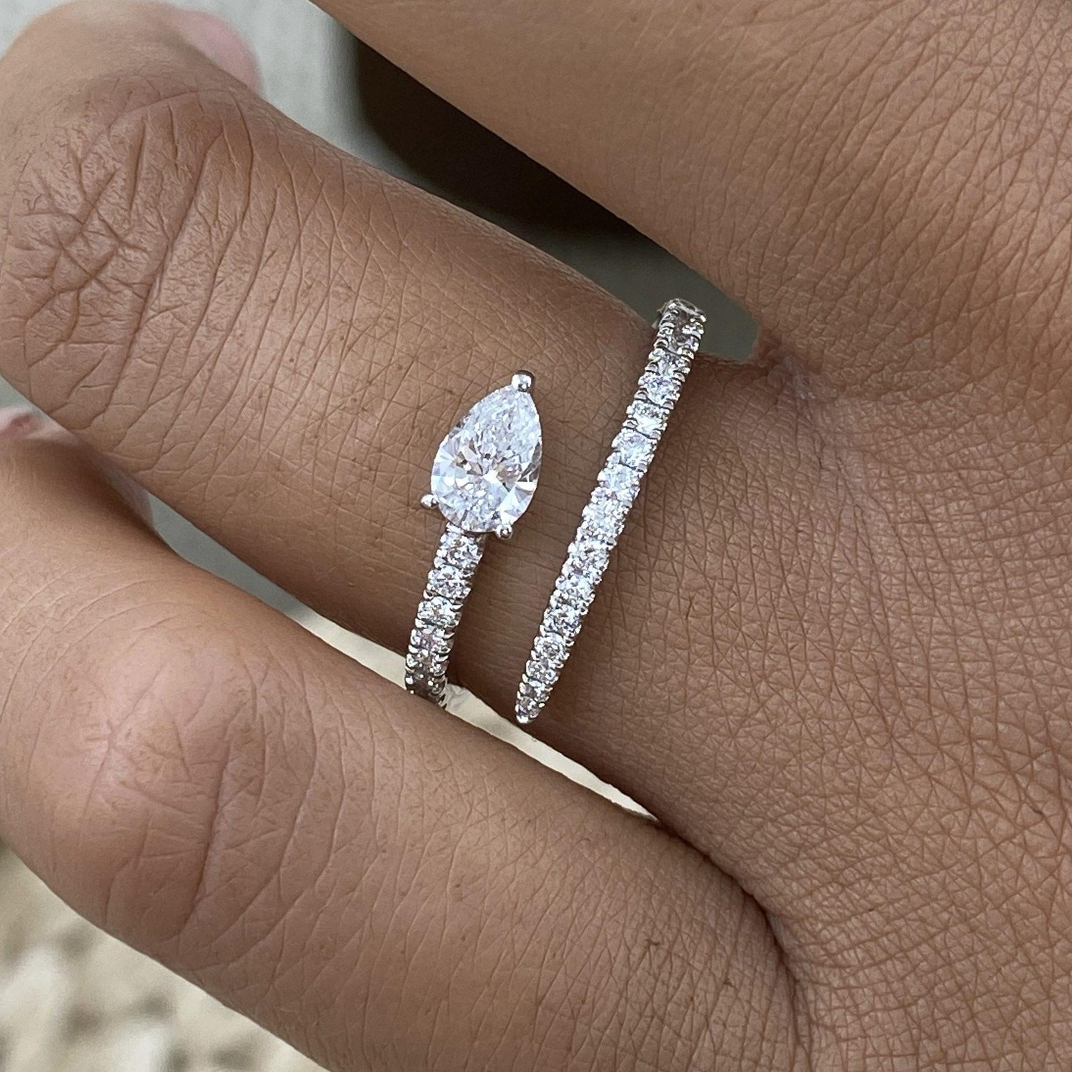 Cassidy 0.6 Pear Lab-Grown Diamond Side Stone, Special Engagement Ring