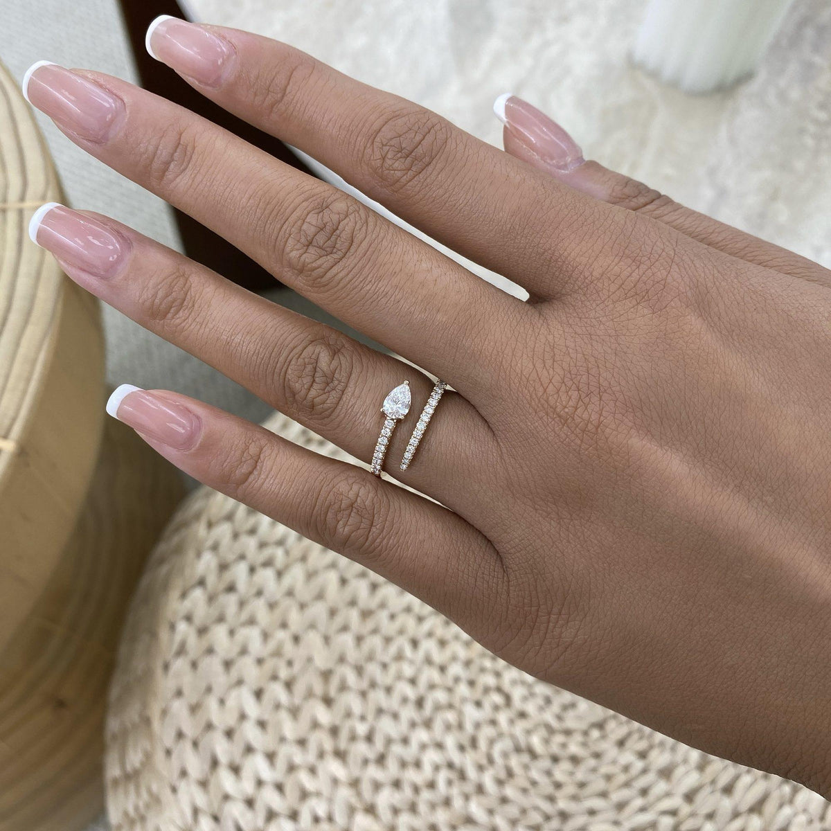Cassidy 0.6 Pear Lab-Grown Diamond Side Stone,Special Engagement Ring