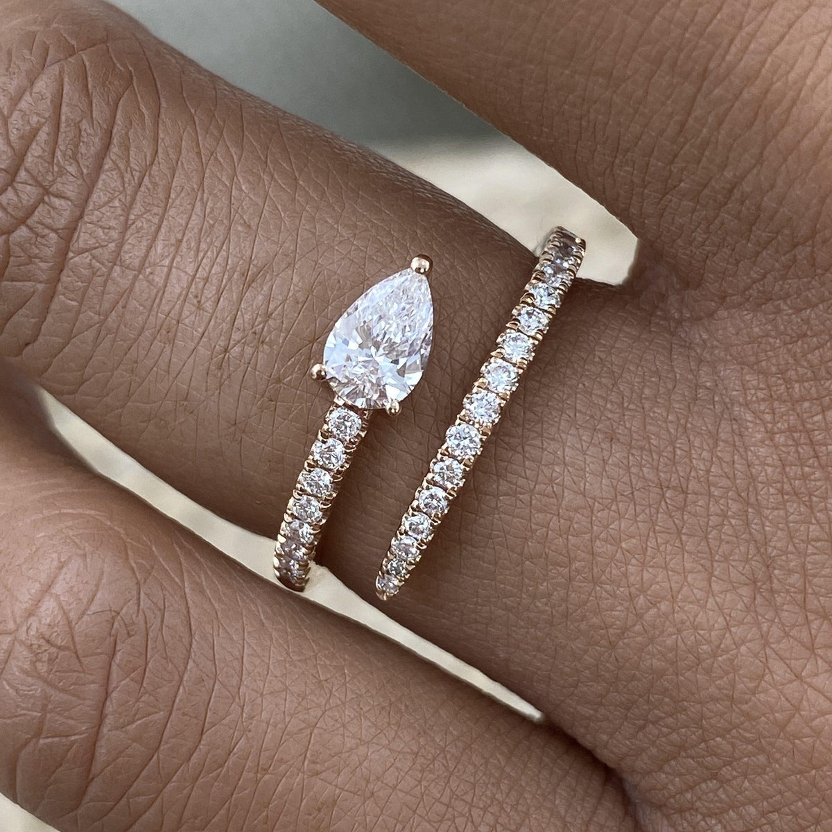 Cassidy 0.6 Pear Lab-Grown Diamond Side Stone,Special Engagement Ring