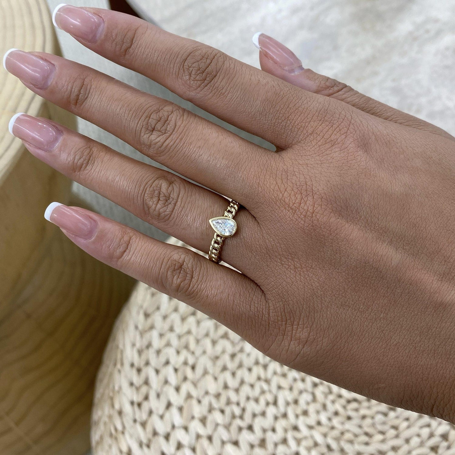 Giselle 0.5 Pear Lab-Grown Diamond Solitaire, Bezel Engagement Ring