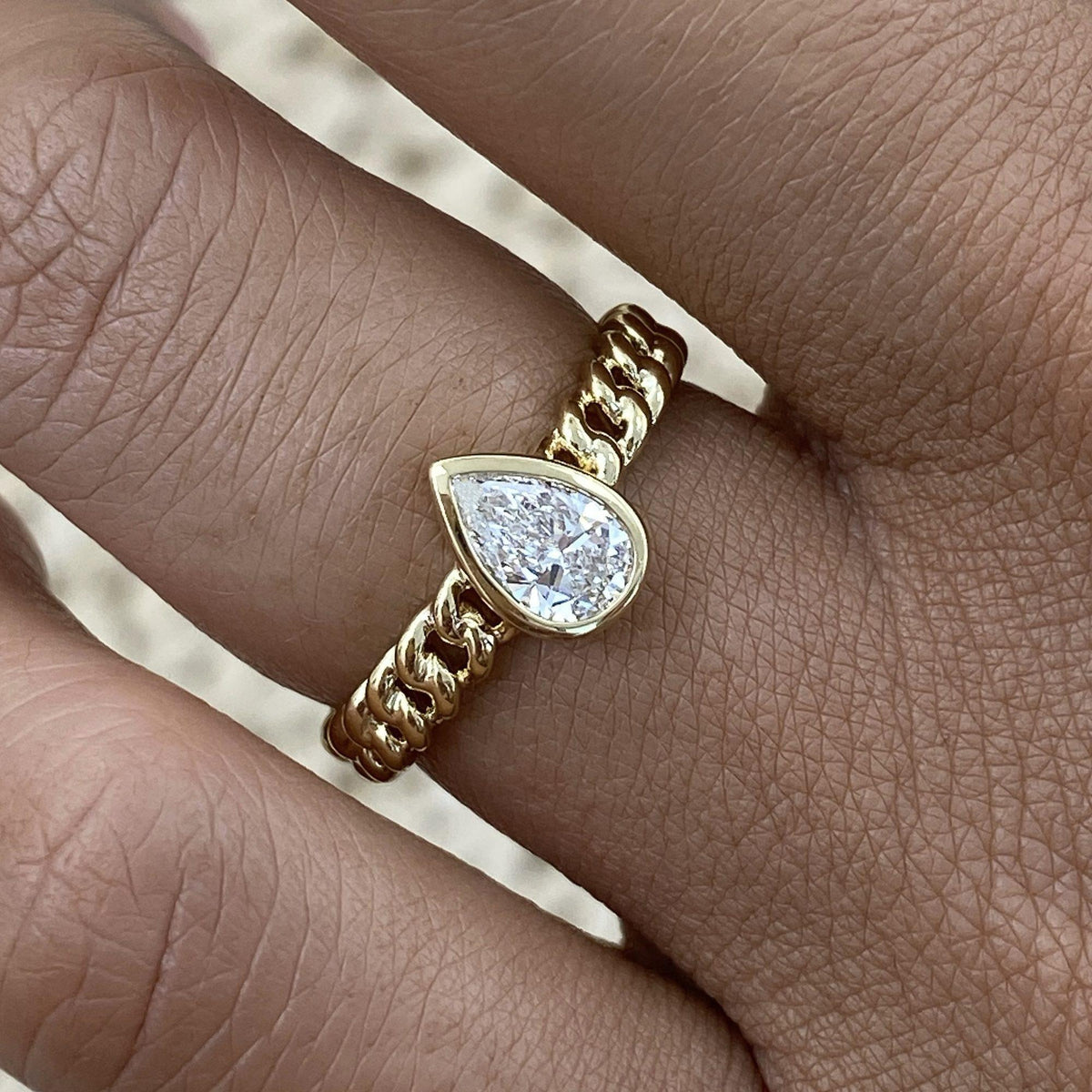 Giselle 0.5 Pear Lab-Grown Diamond Solitaire, Bezel Engagement Ring