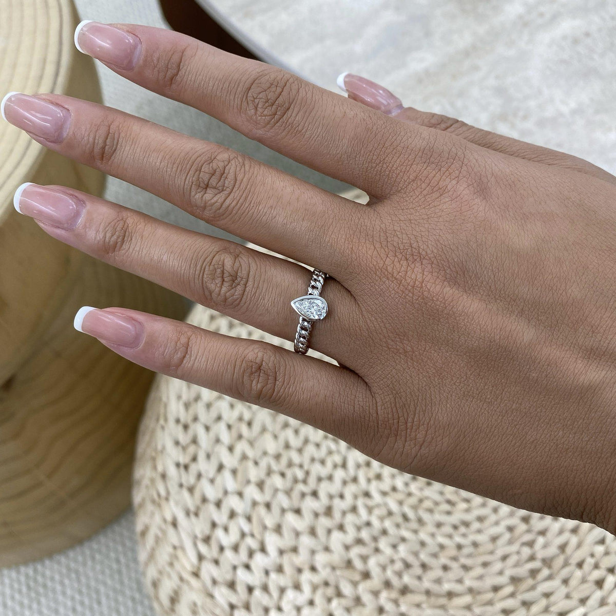 Giselle 0.4 Pear Lab-Grown Diamond Solitaire, Bezel Engagement Ring
