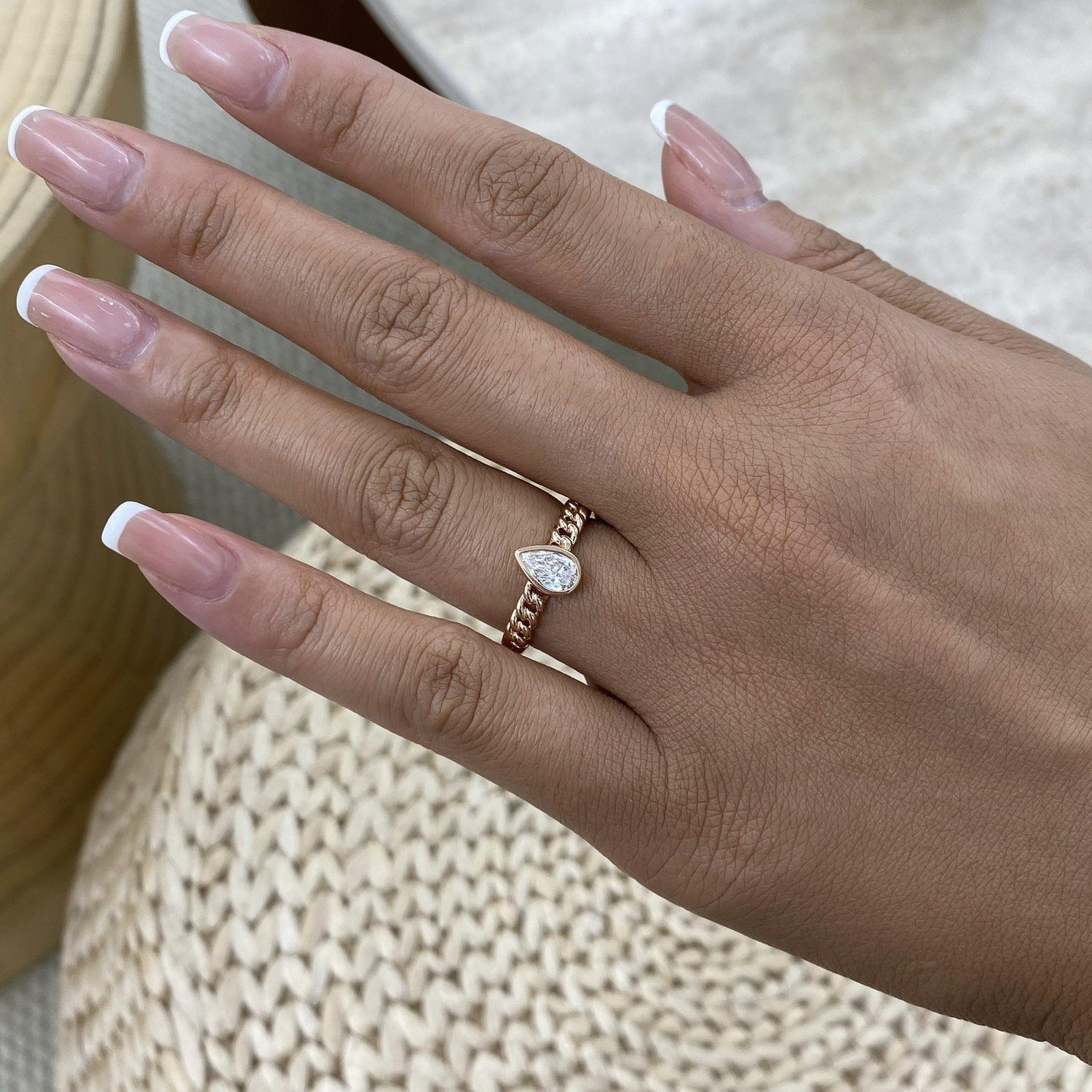 Giselle 0.6 Pear Lab-Grown Diamond Solitaire, Bezel Engagement Ring
