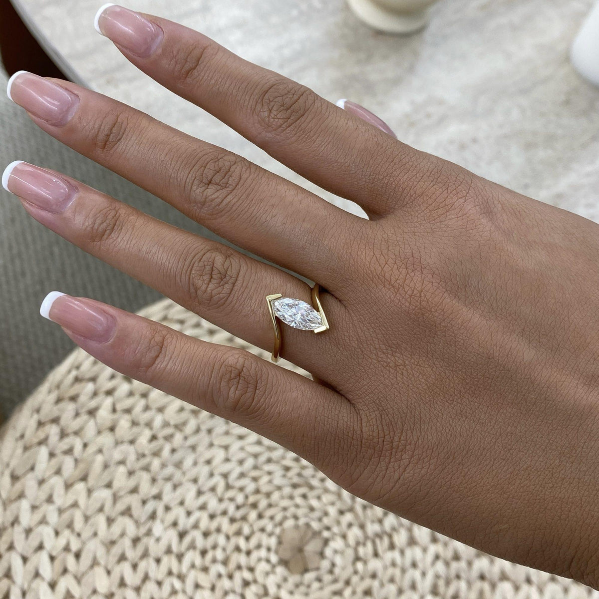 Daniela 1.5 Marquise Lab-Grown Diamond Splitaire, Split Shank Engagement Ring