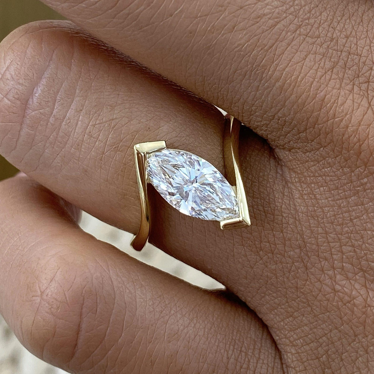 Daniela 1.5 Marquise Lab-Grown Diamond Splitaire, Split Shank Engagement Ring