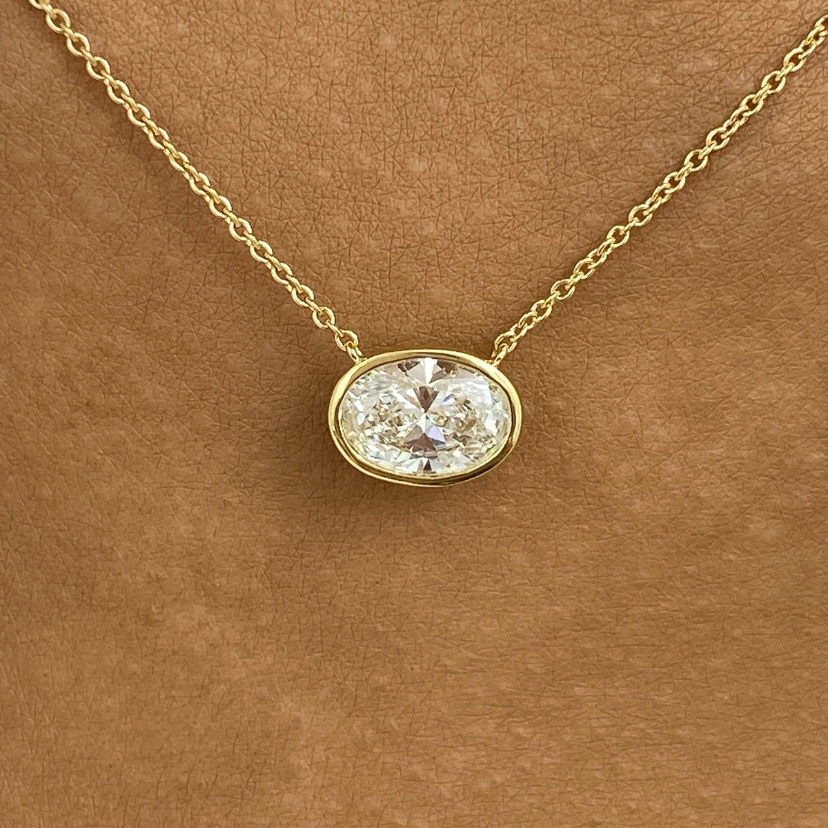 Karen 1.5 Oval Lab-Grown Diamond Solitaire, Bezel Pendant