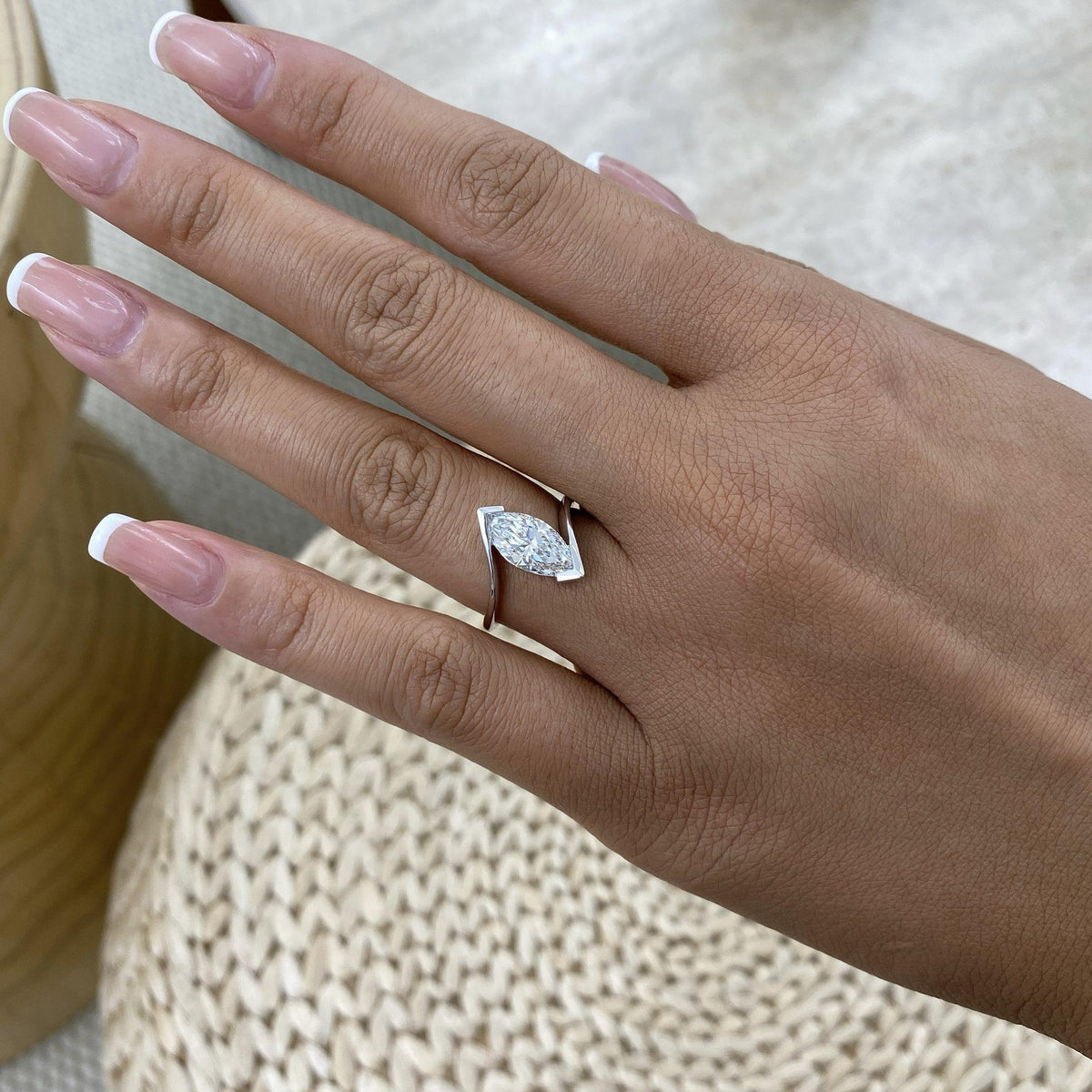 Daniela 1.5 Marquise Lab-Grown Diamond Splitaire, Split Shank Engagement Ring