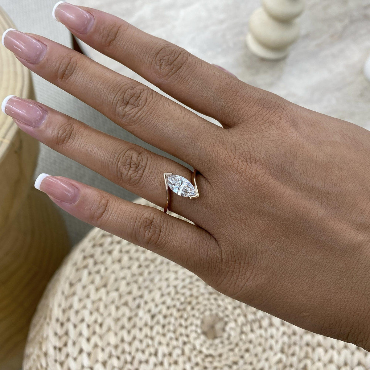 Daniela 1.5 Marquise Lab-Grown Diamond Splitaire, Split Shank Engagement Ring