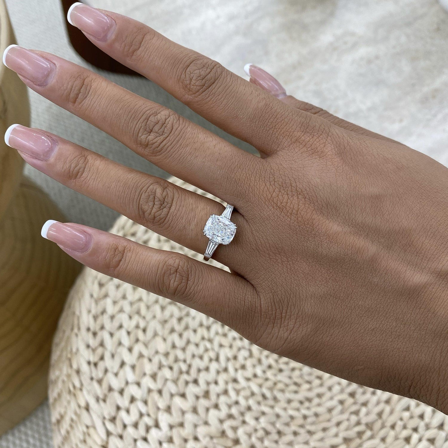 Emily 3.5 Cushion Lab-Grown Diamond Three Stone Engagement Ring