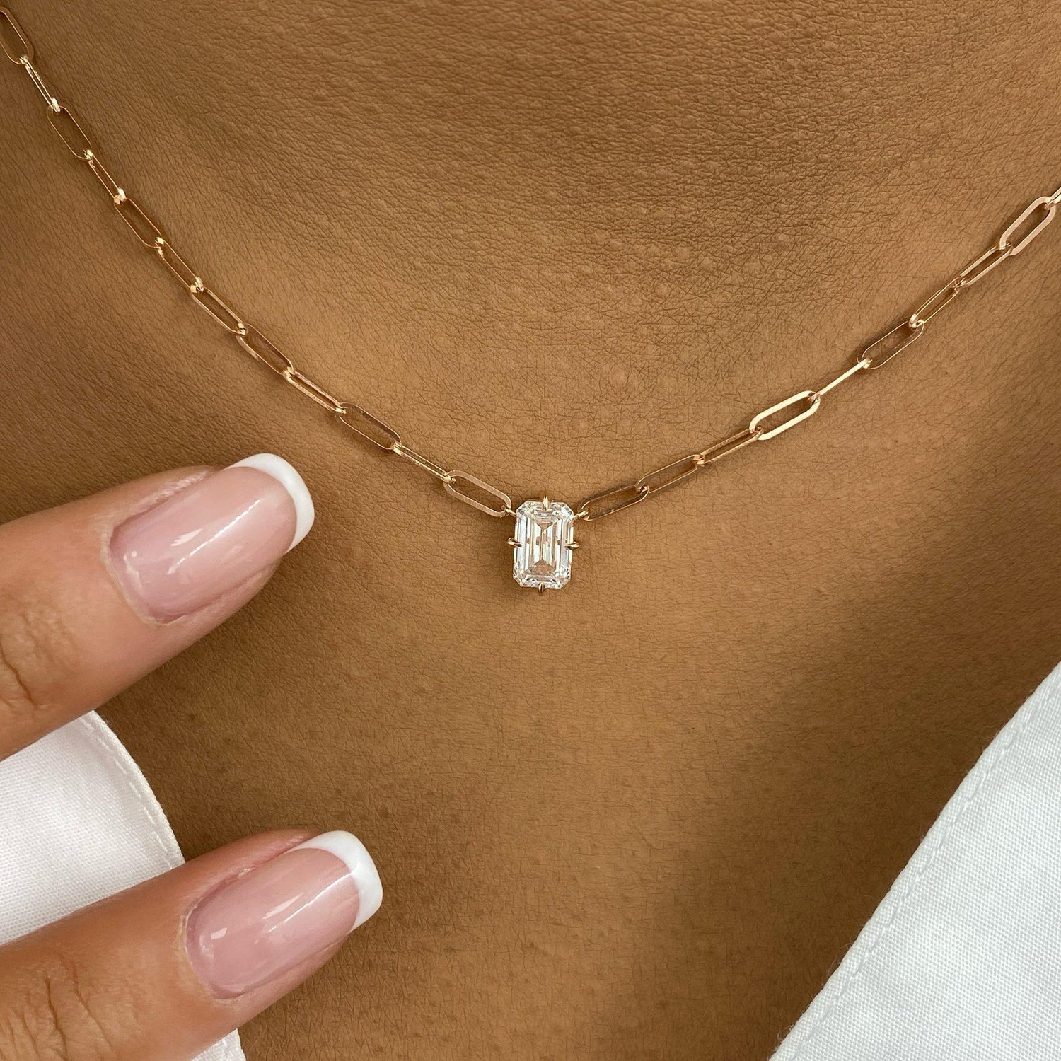 Diana 1.0 Emerald Lab-Grown Diamond Solitaire, Chain Pendant