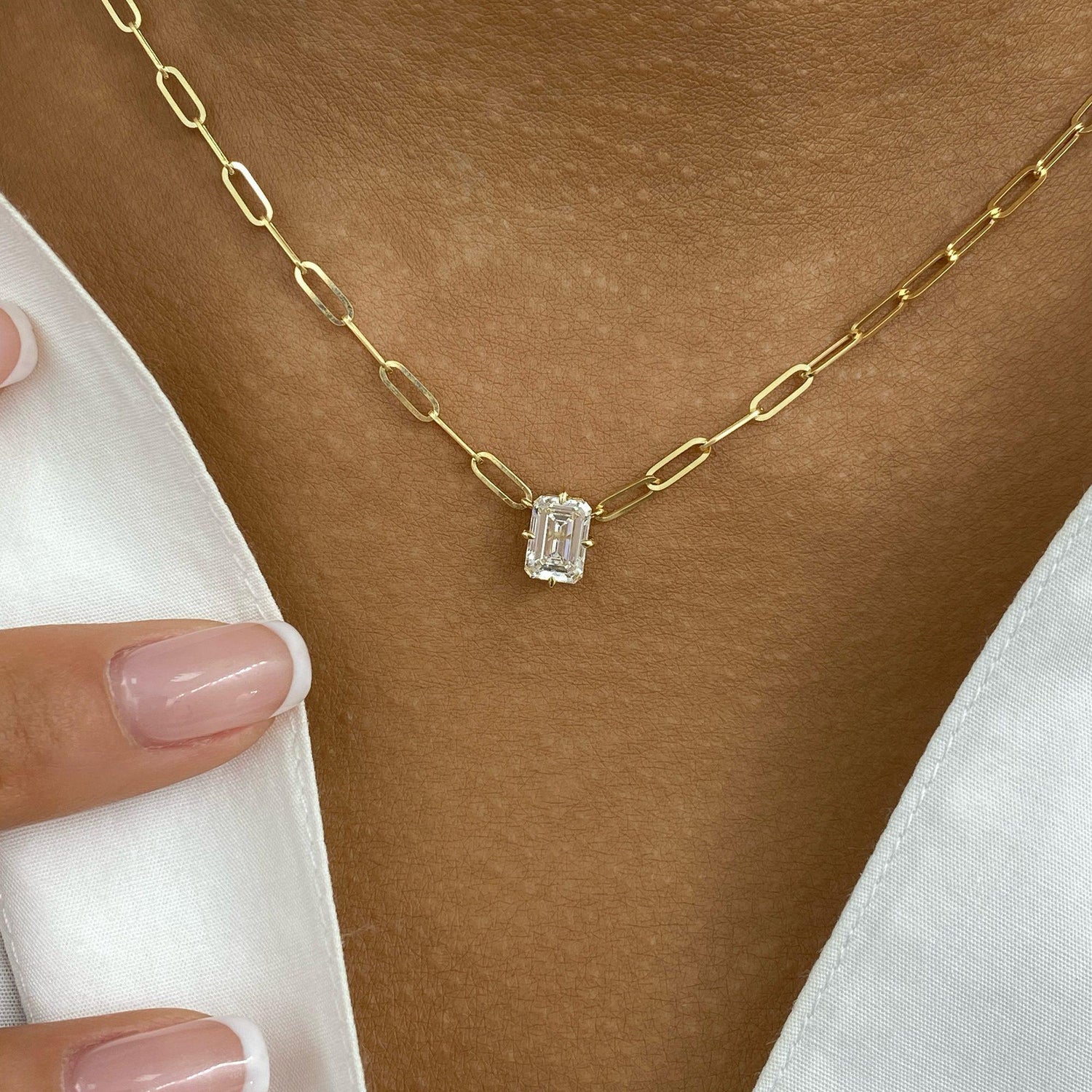 Diana 1.0 Emerald Lab-Grown Diamond Solitaire, Chain Pendant