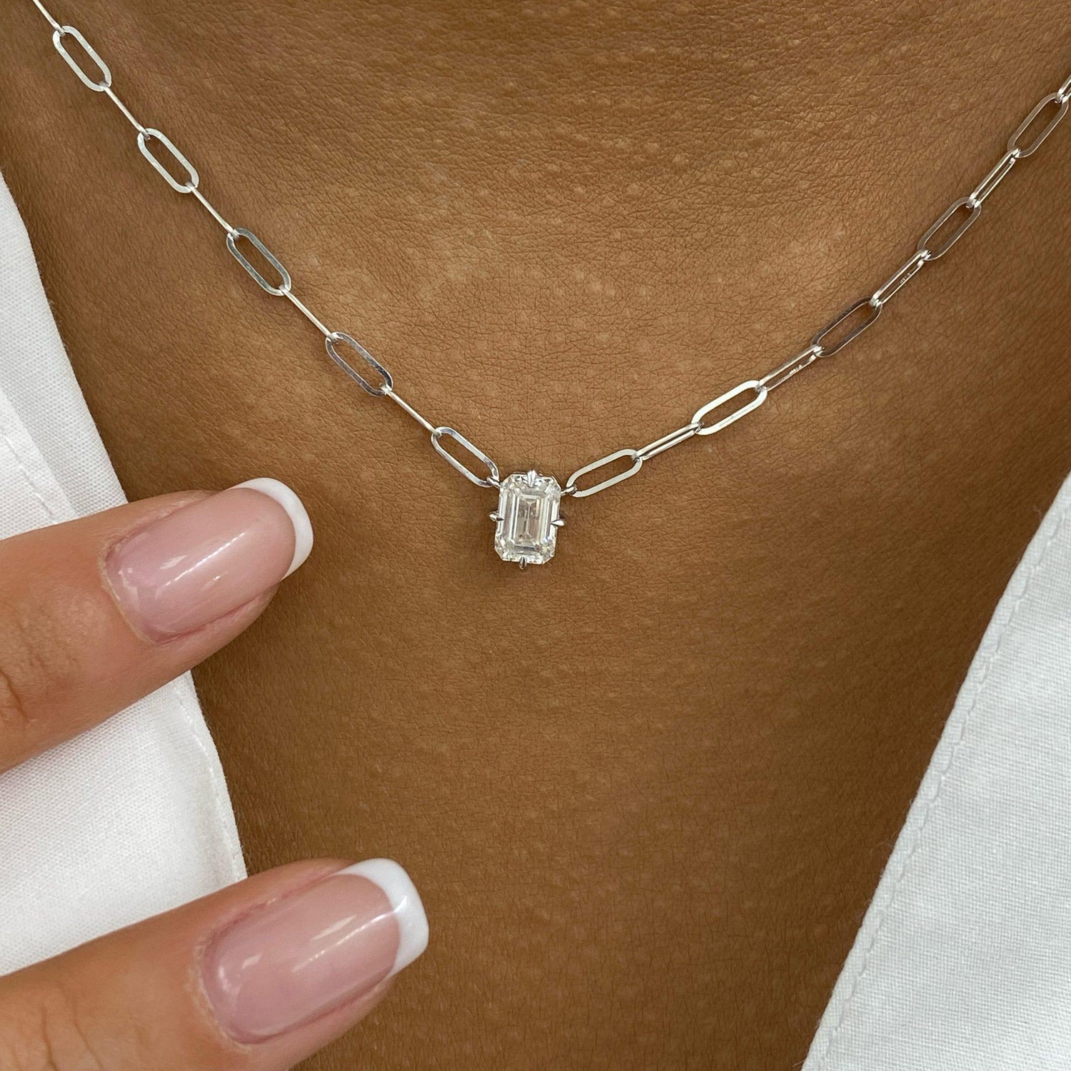 Diana 1.0 Emerald Lab-Grown Diamond Solitaire, Chain Pendant