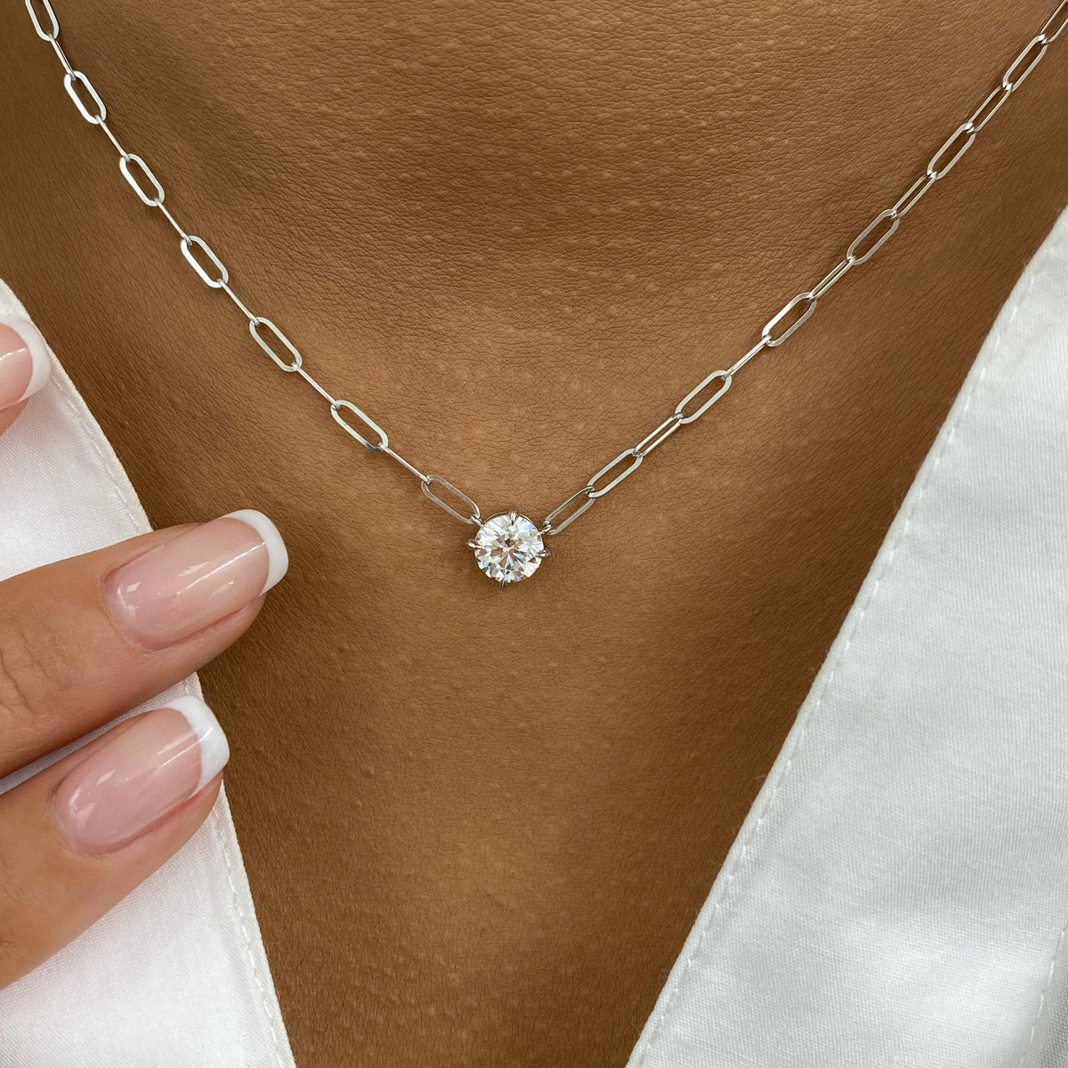 Diana 1.0 Round Lab-Grown Diamond Solitaire, Chain Pendant