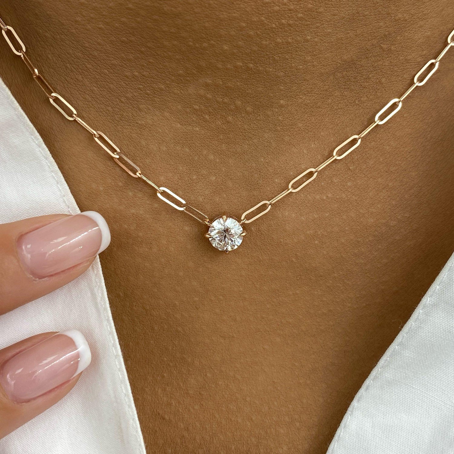 Diana 1.0 Round Lab-Grown Diamond Solitaire, Chain Pendant