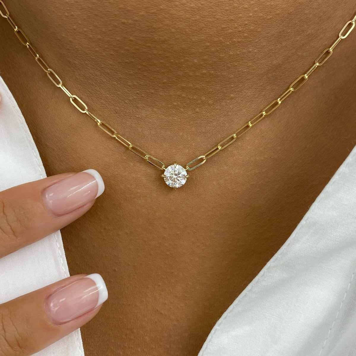 Diana 1.0 Round Lab-Grown Diamond Solitaire, Chain Pendant