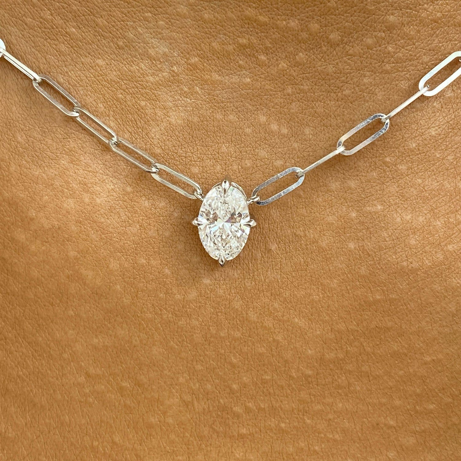 Diana 1.0 Oval Lab-Grown Diamond Solitaire, Chain Pendant