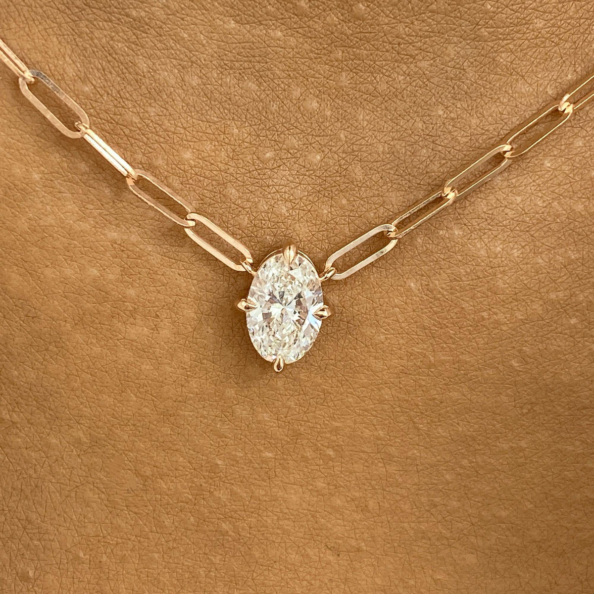 Diana 1.0 Oval Lab-Grown Diamond Solitaire, Chain Pendant