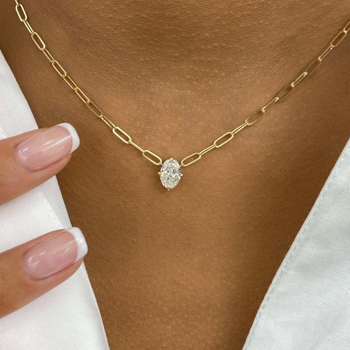 Diana 1.0 Oval Lab-Grown Diamond Solitaire, Chain Pendant