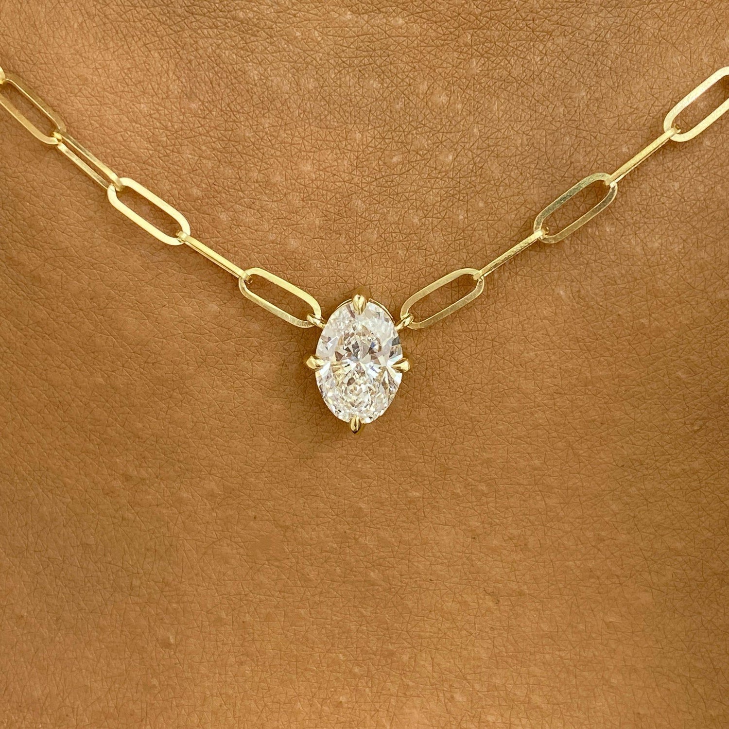 Diana 1.0 Oval Lab-Grown Diamond Solitaire, Chain Pendant