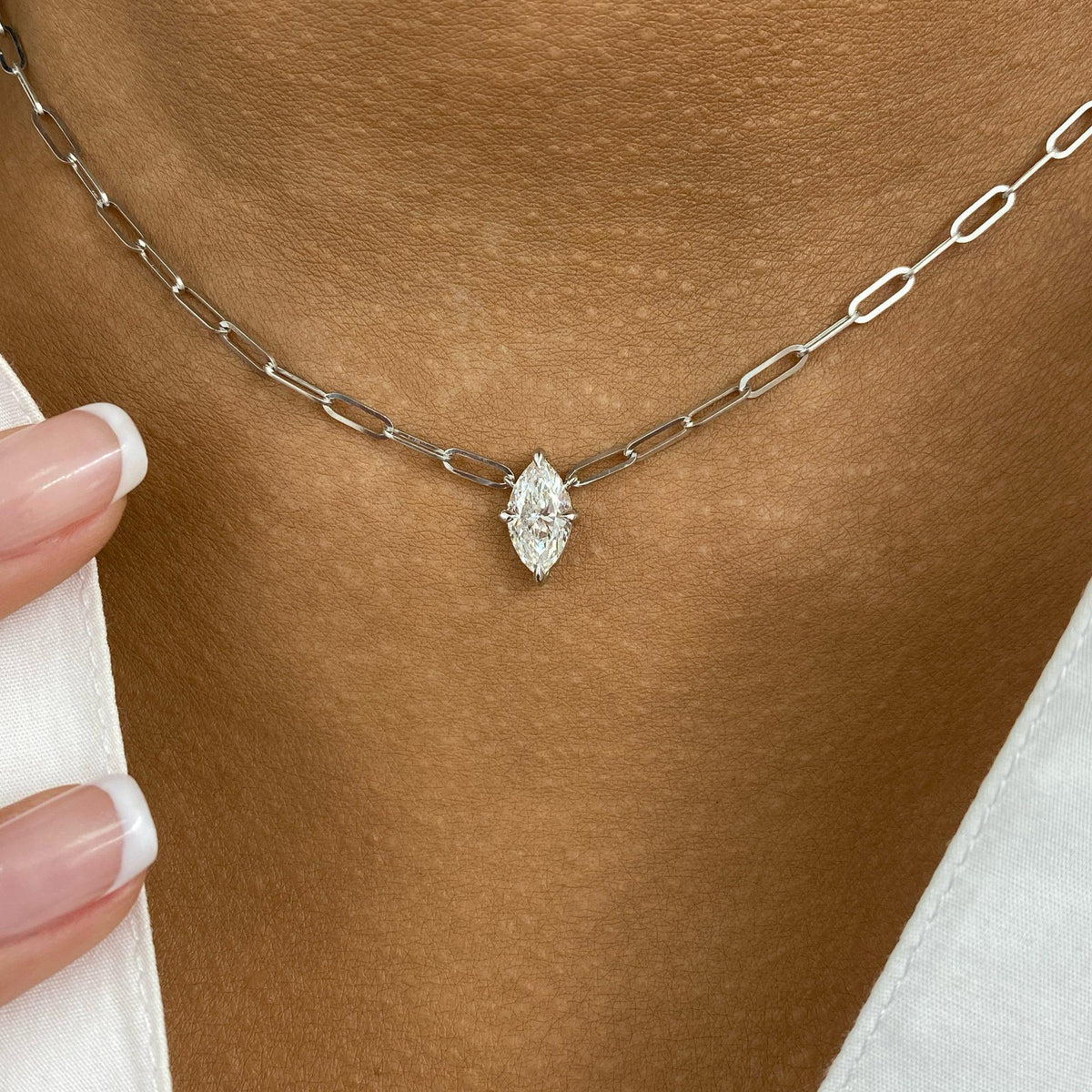 Diana 1.0 Marquise Lab-Grown Diamond Solitaire, Chain Pendant