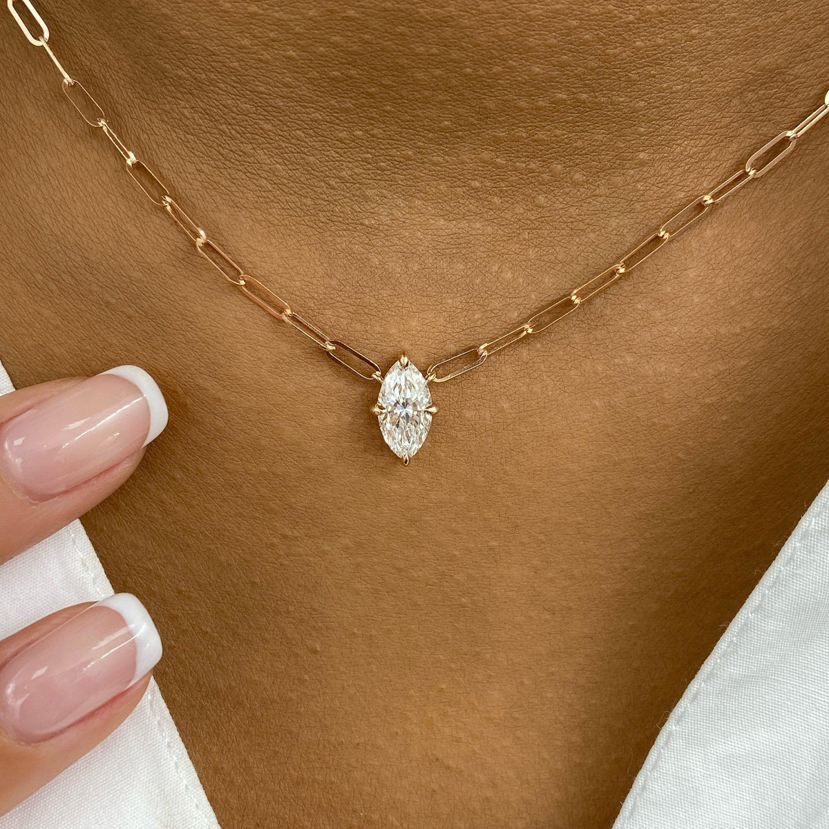 Diana 1.0 Marquise Lab-Grown Diamond Solitaire, Chain Pendant