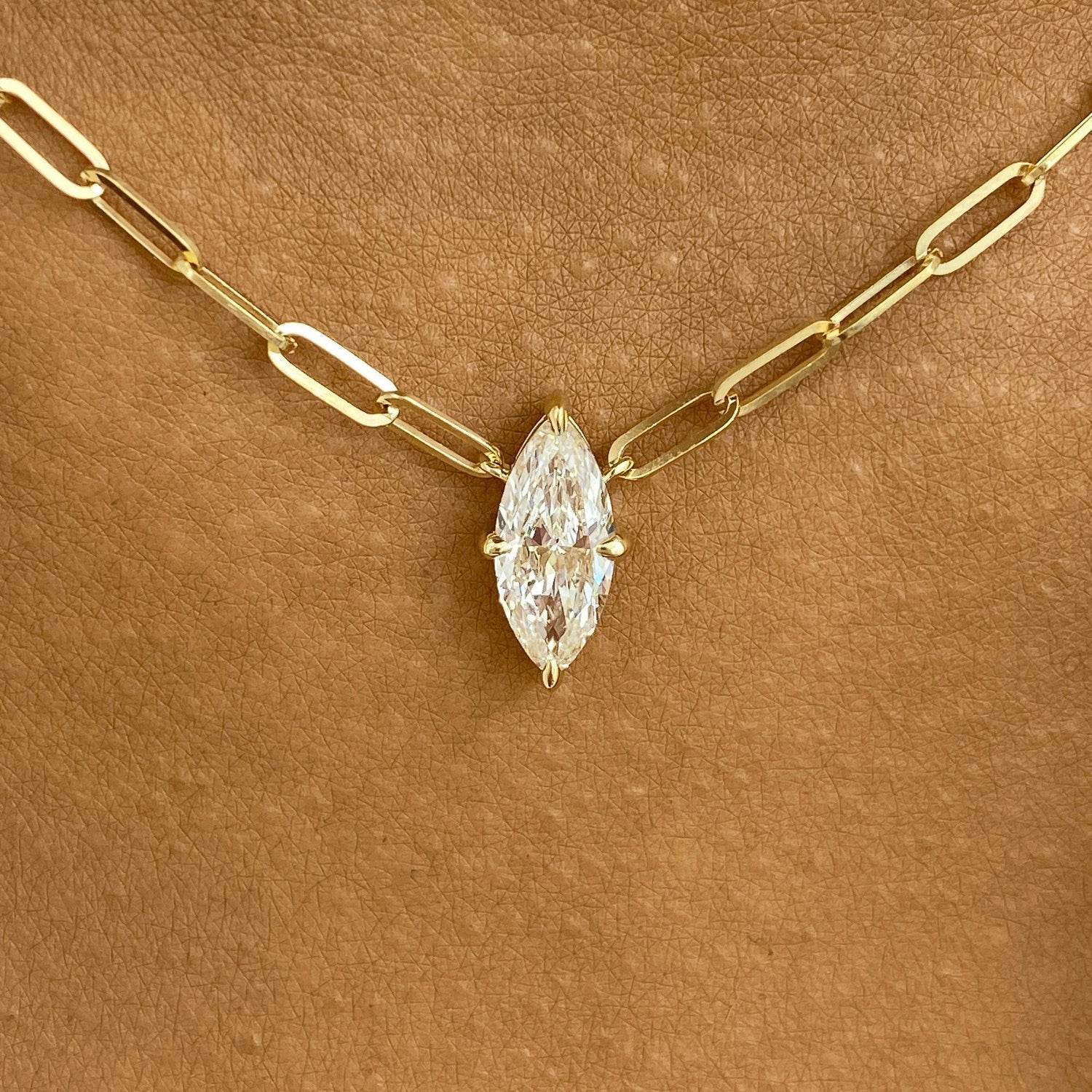 Diana 1.0 Marquise Lab-Grown Diamond Solitaire, Chain Pendant