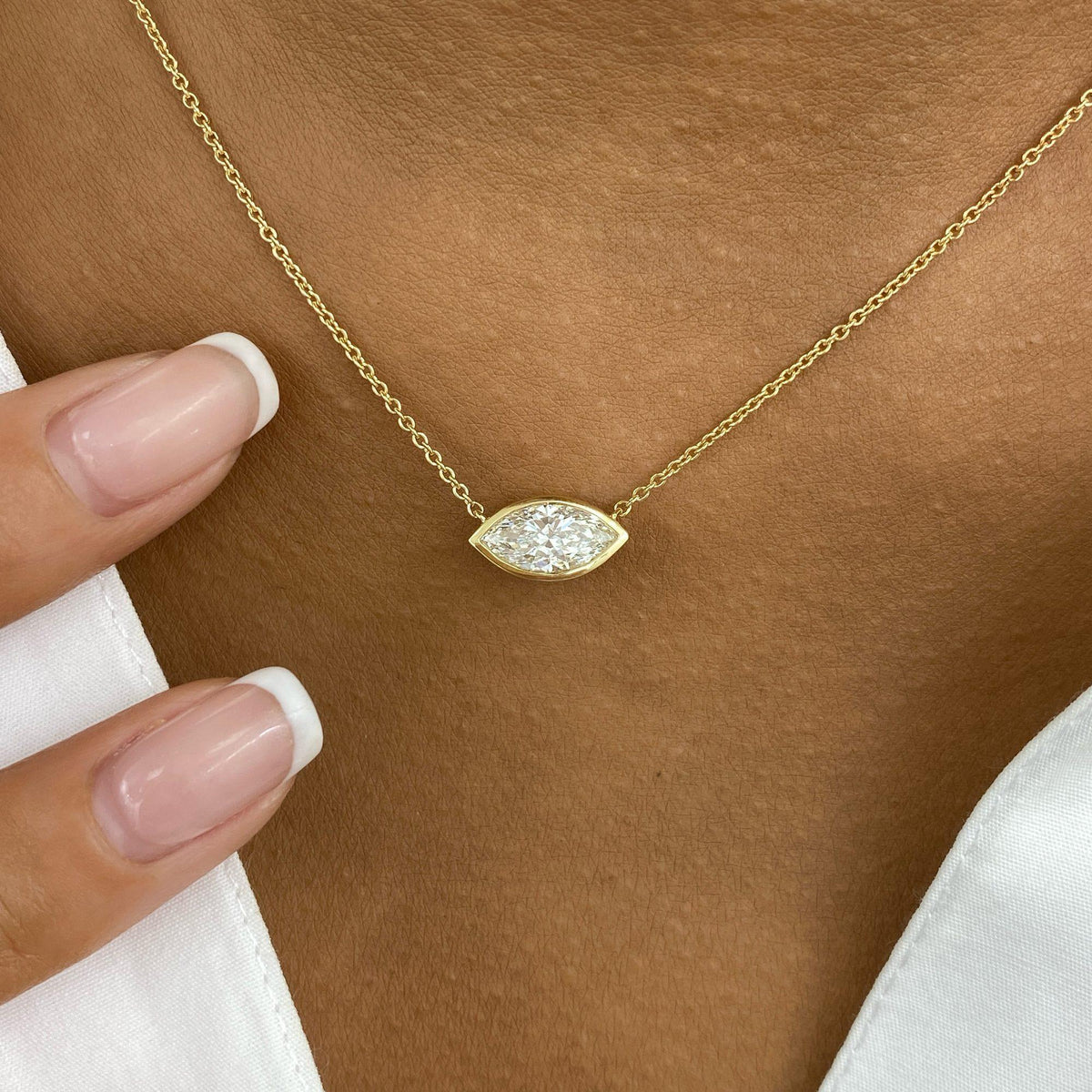 Karen 1.0 Marquise Lab-Grown Diamond Solitaire, Bezel Pendant