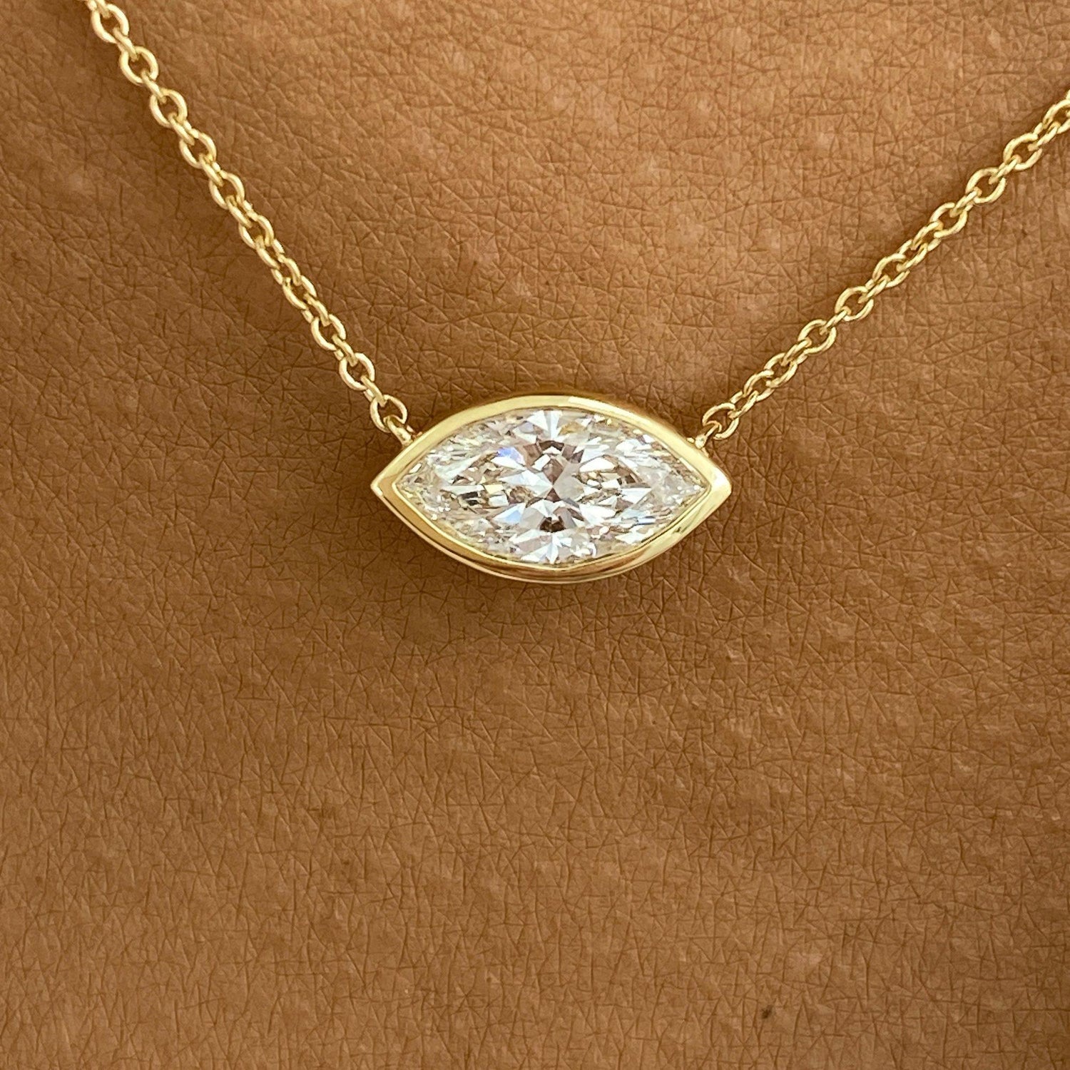 Karen 1.0 Marquise Lab-Grown Diamond Solitaire, Bezel Pendant