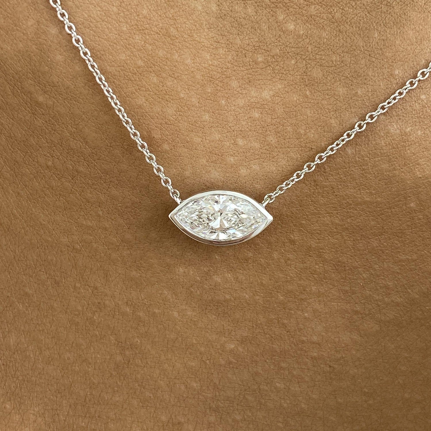 Karen 1.0 Marquise Lab-Grown Diamond Solitaire, Bezel Pendant