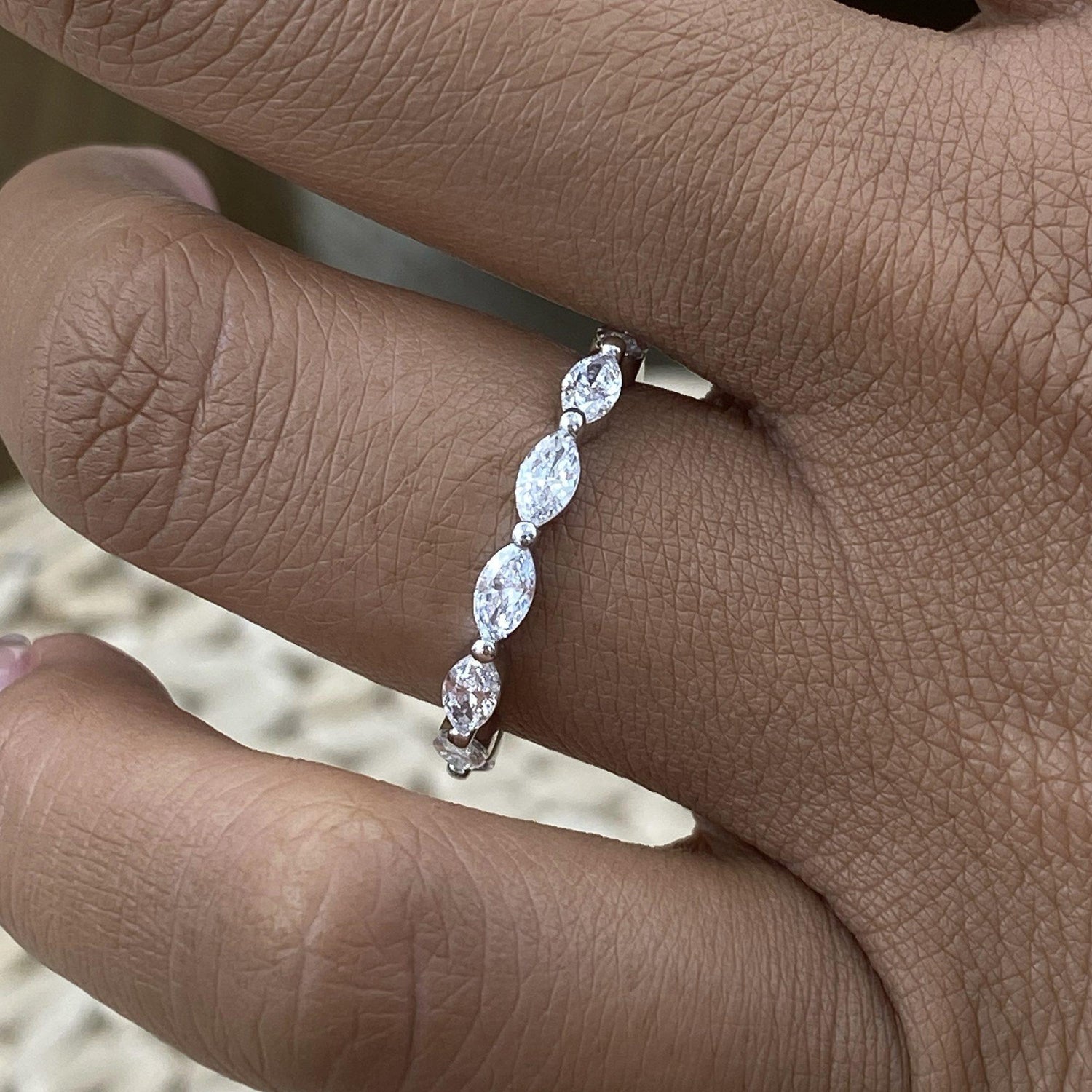 Julie 0.7 Lab-Grown Diamond Half-Eternity, Side Stone Ring