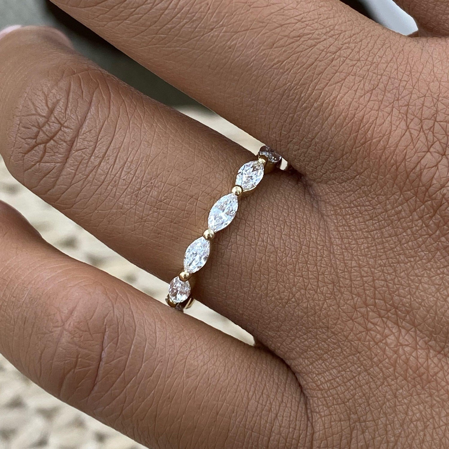 Julie 0.7 Lab-Grown Diamond Half-Eternity, Side Stone Ring