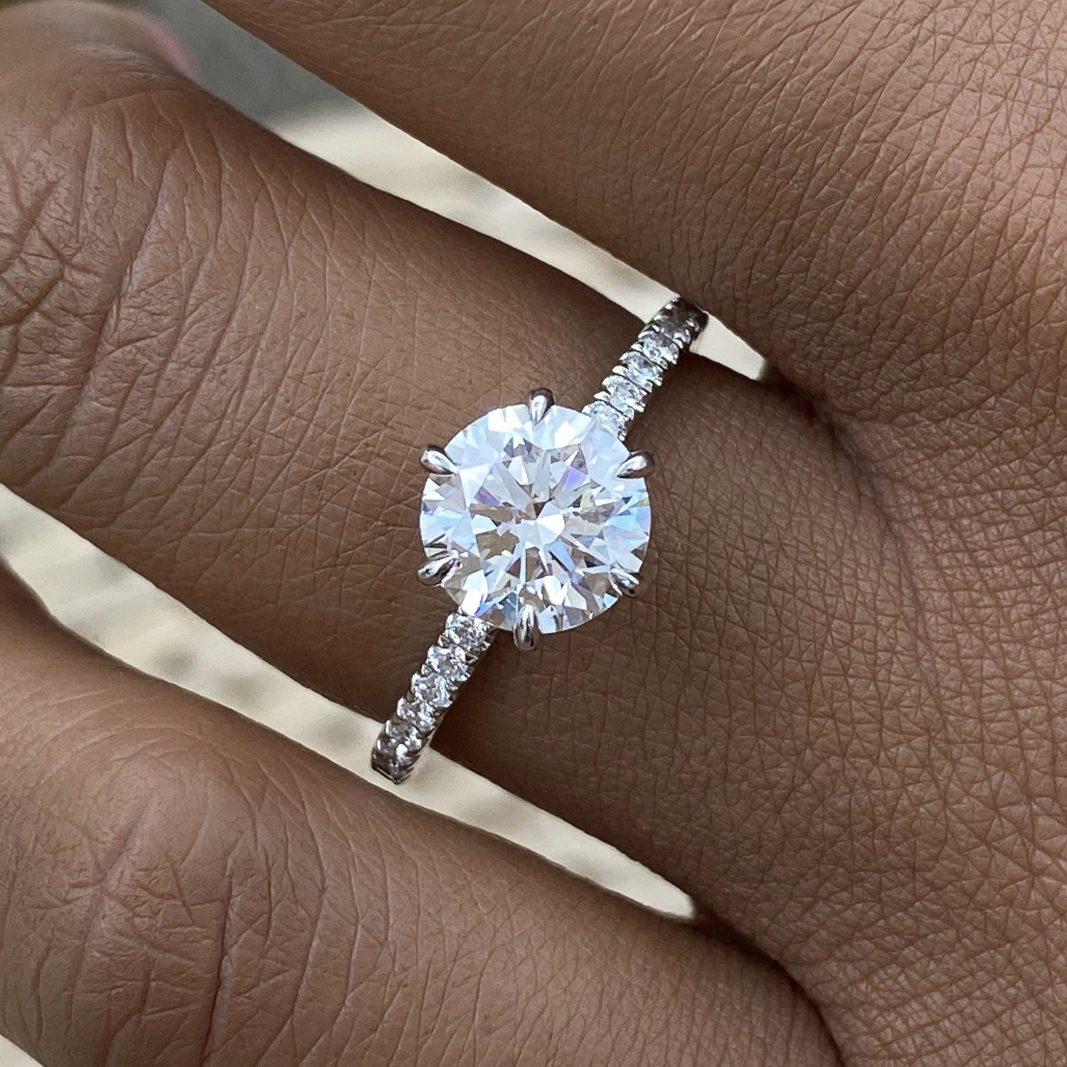 Morgan 1.9 Round Lab-Grown Diamond Side Stone Engagement Ring