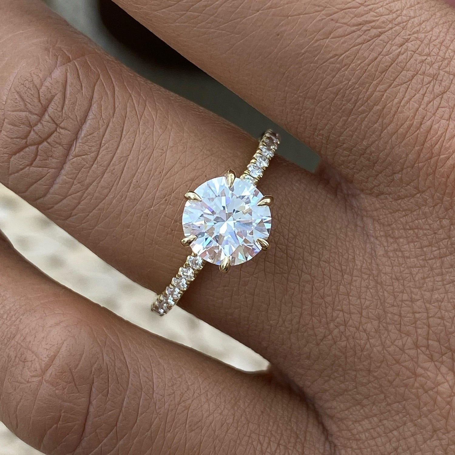 Morgan 1.9 Round Lab-Grown Diamond Side Stone Engagement Ring