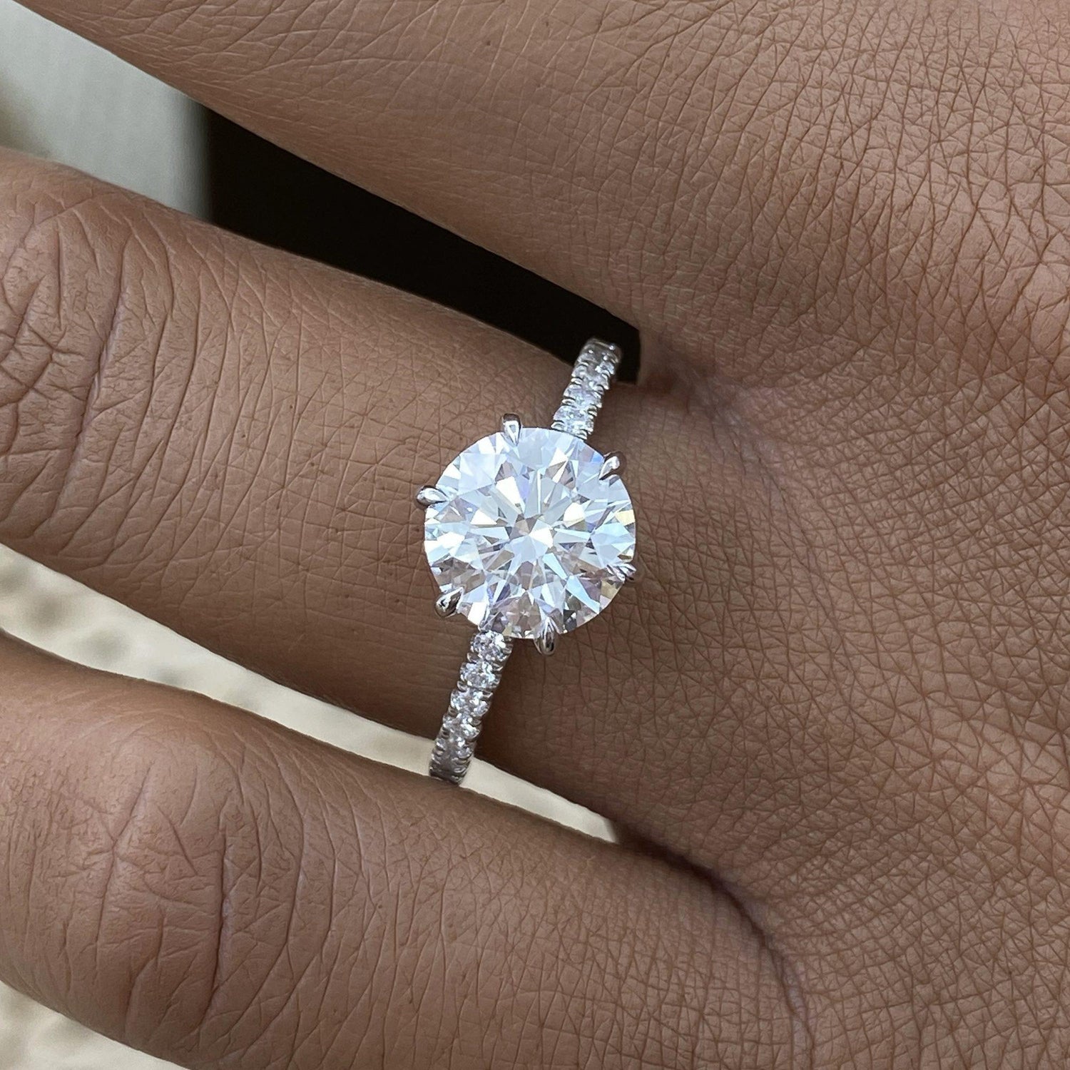 Morgan 2.4 Round Lab-Grown Diamond Side Stone Engagement Ring