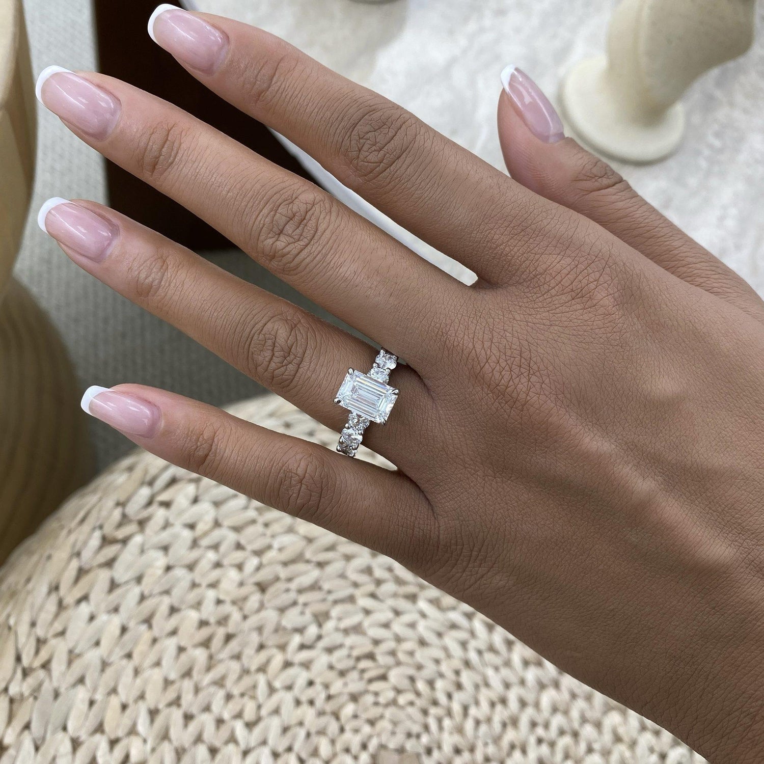 Natalia 5.5 Radiant Lab-Grown Diamond Side Stone Engagement Ring