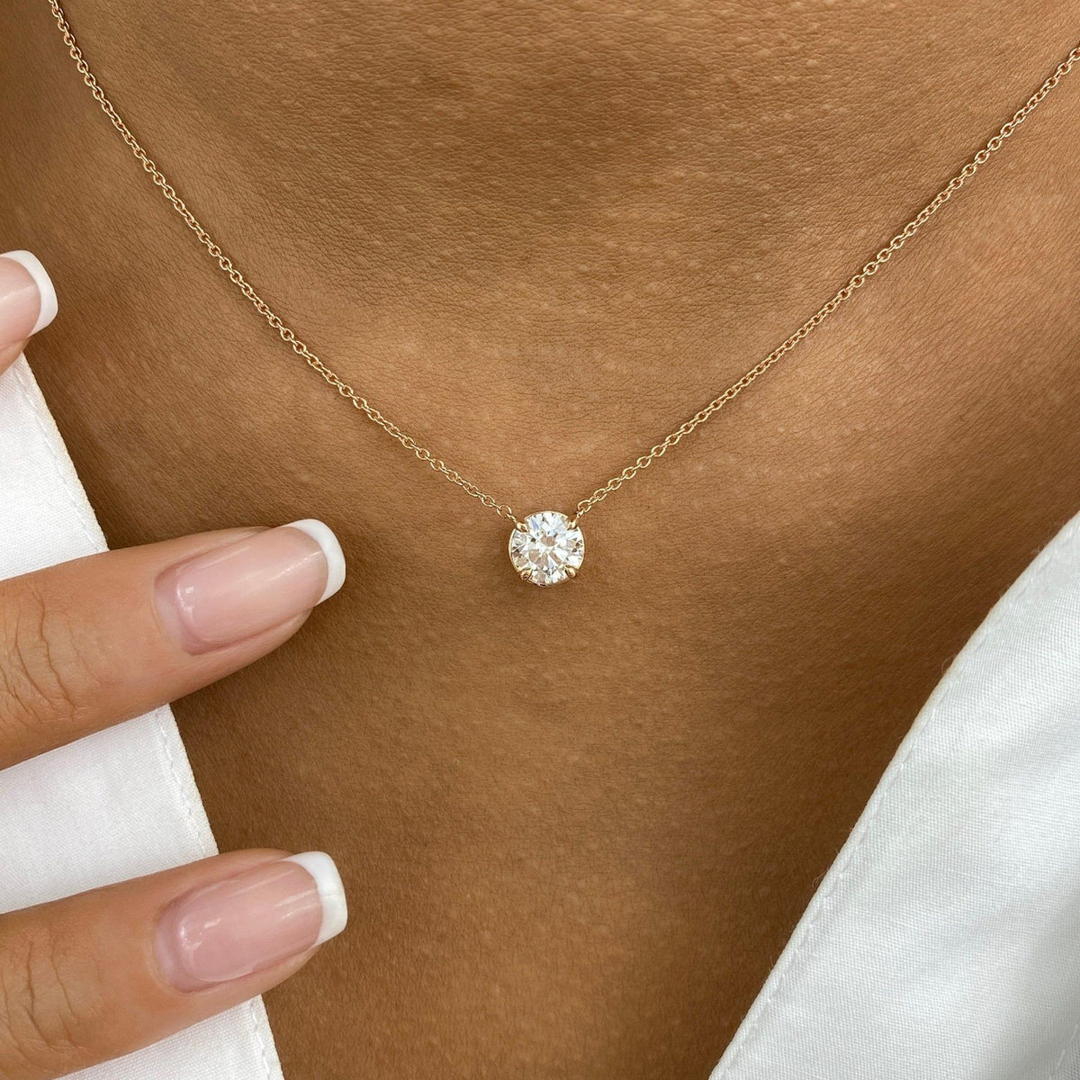 Summer 1.0 Round Lab-Grown Diamond Solitaire, Chain Pendant