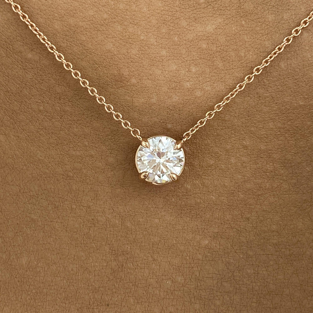 Summer 1.0 Round Lab-Grown Diamond Solitaire, Chain Pendant