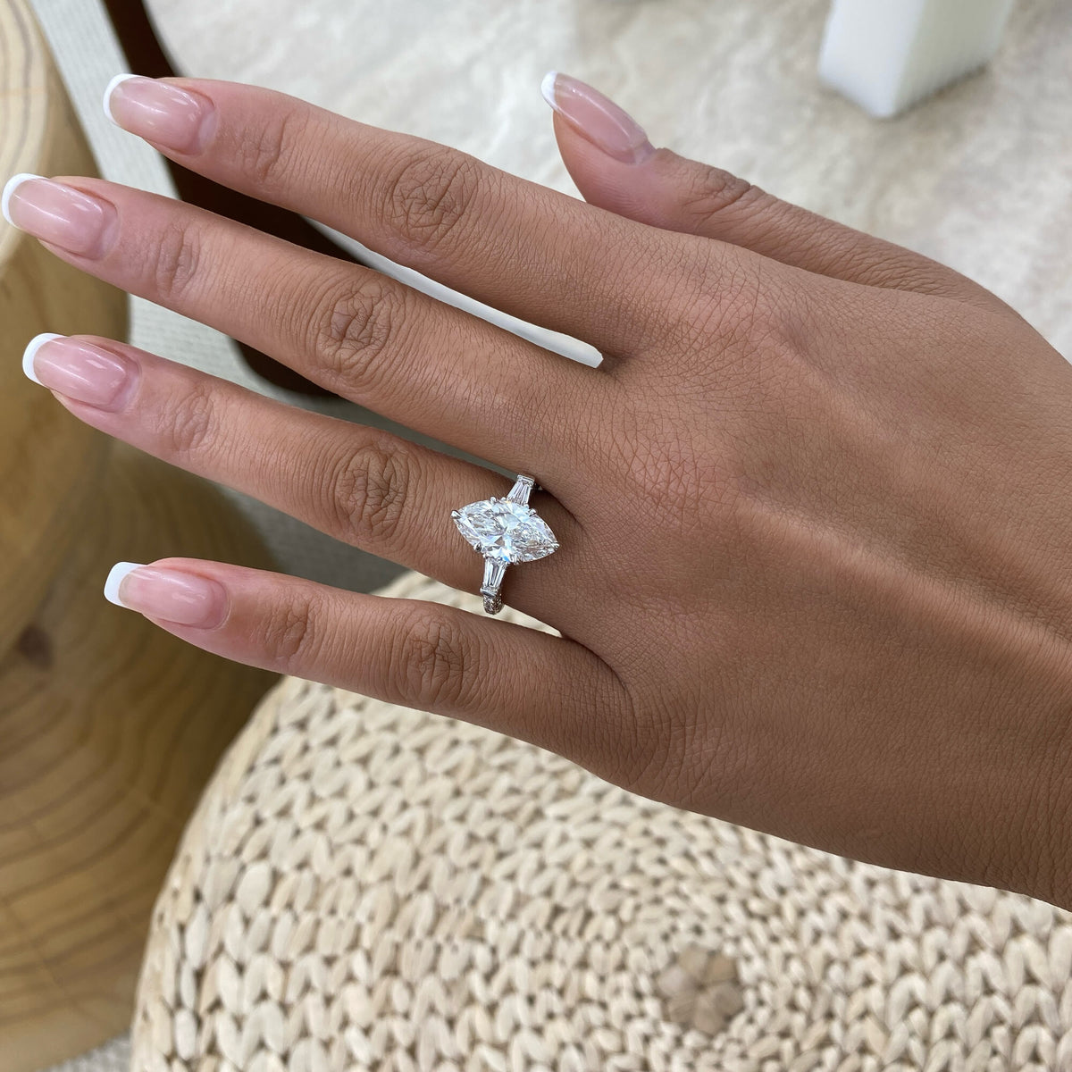 Sarah 4.2 Marquise Lab-Grown Diamond Three Stone Engagement Ring