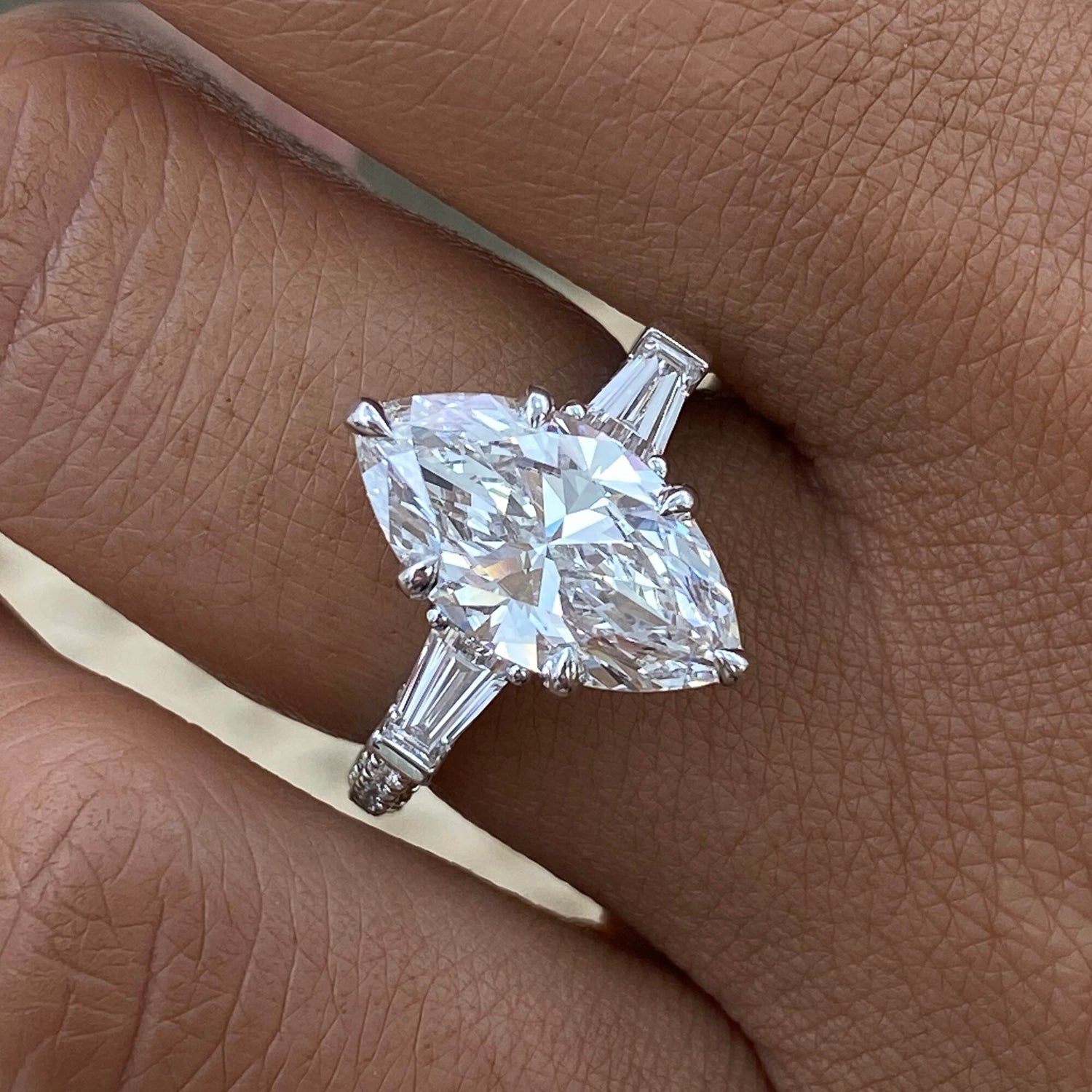 Sarah 4.2 Marquise Lab-Grown Diamond Three Stone Engagement Ring
