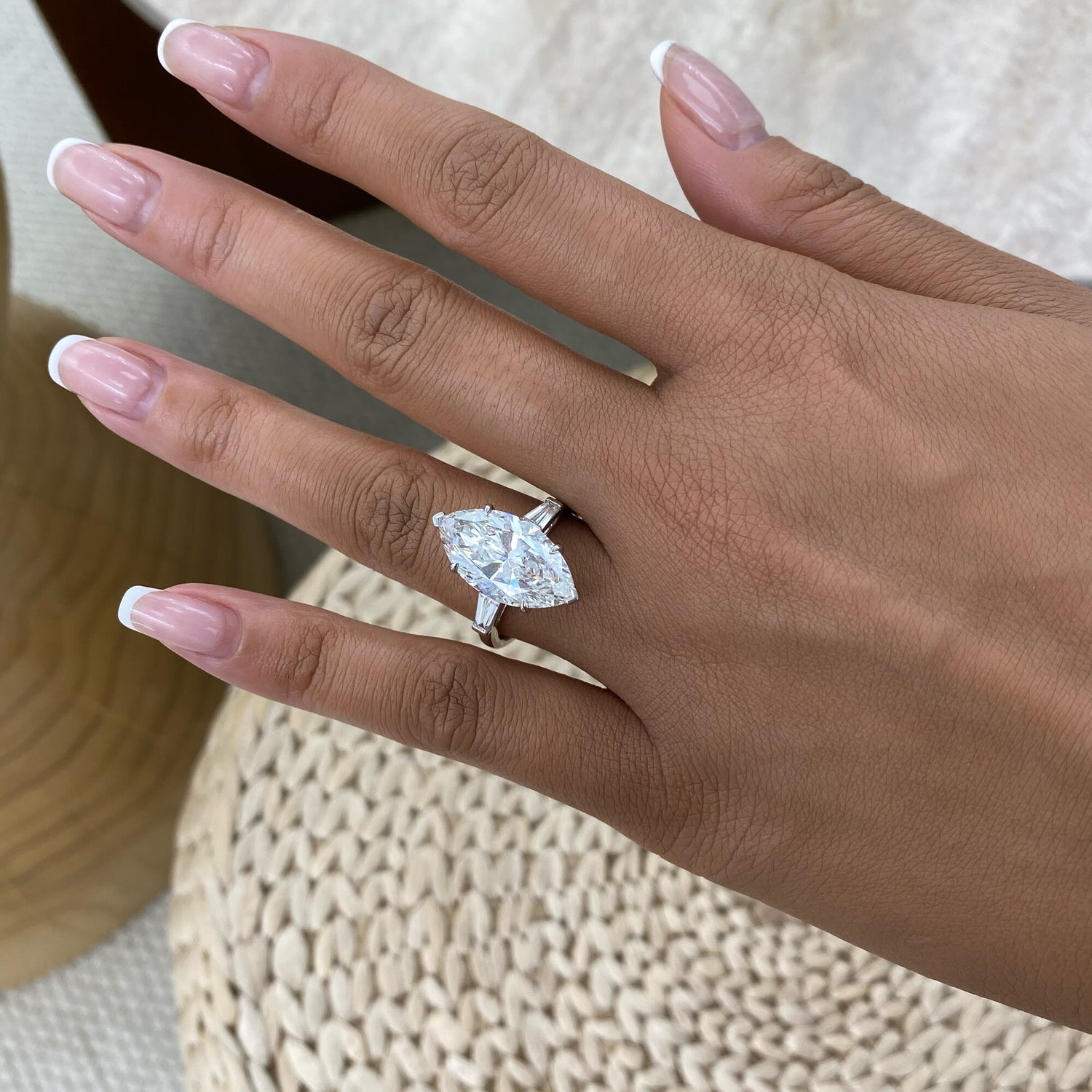 Sarah 7.6 Marquise Lab-Grown Diamond Three Stone Engagement Ring