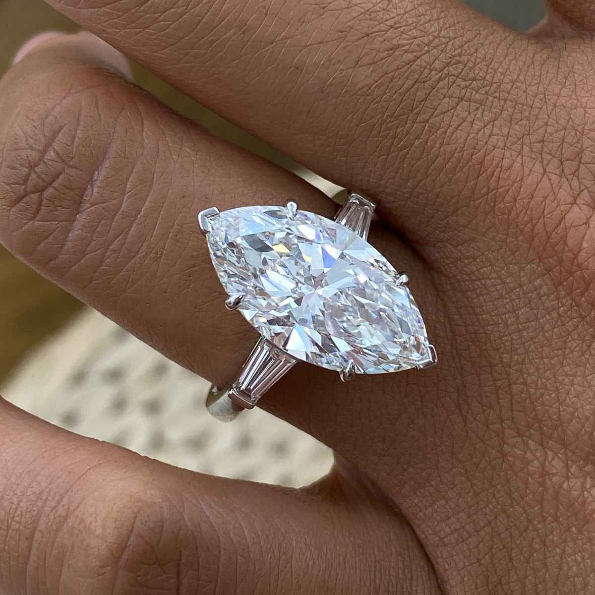 Sarah 7.6 Marquise Lab-Grown Diamond Three Stone Engagement Ring