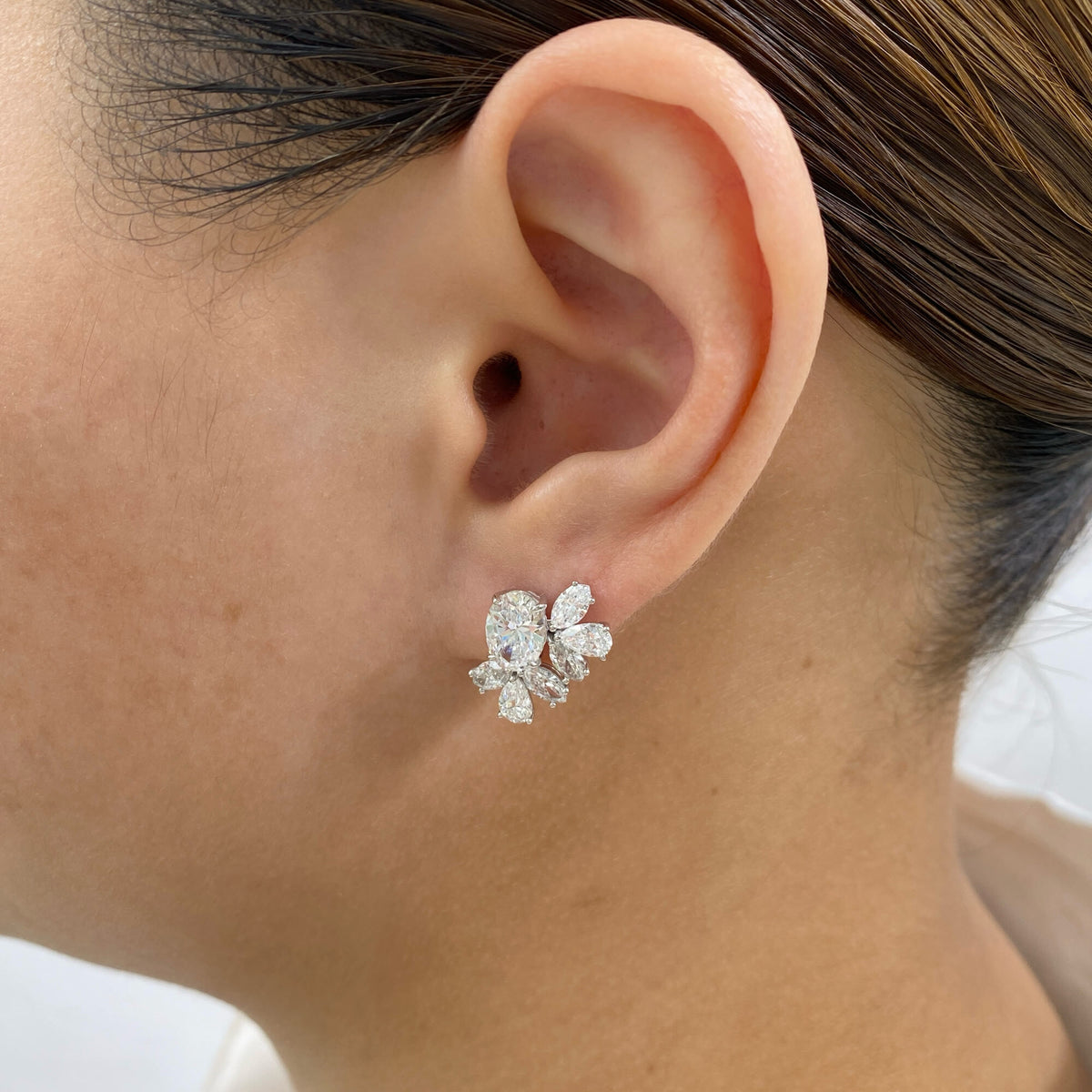 Chloe 4.1 Oval Lab-Grown Diamond Studs, Bouquet Earrings