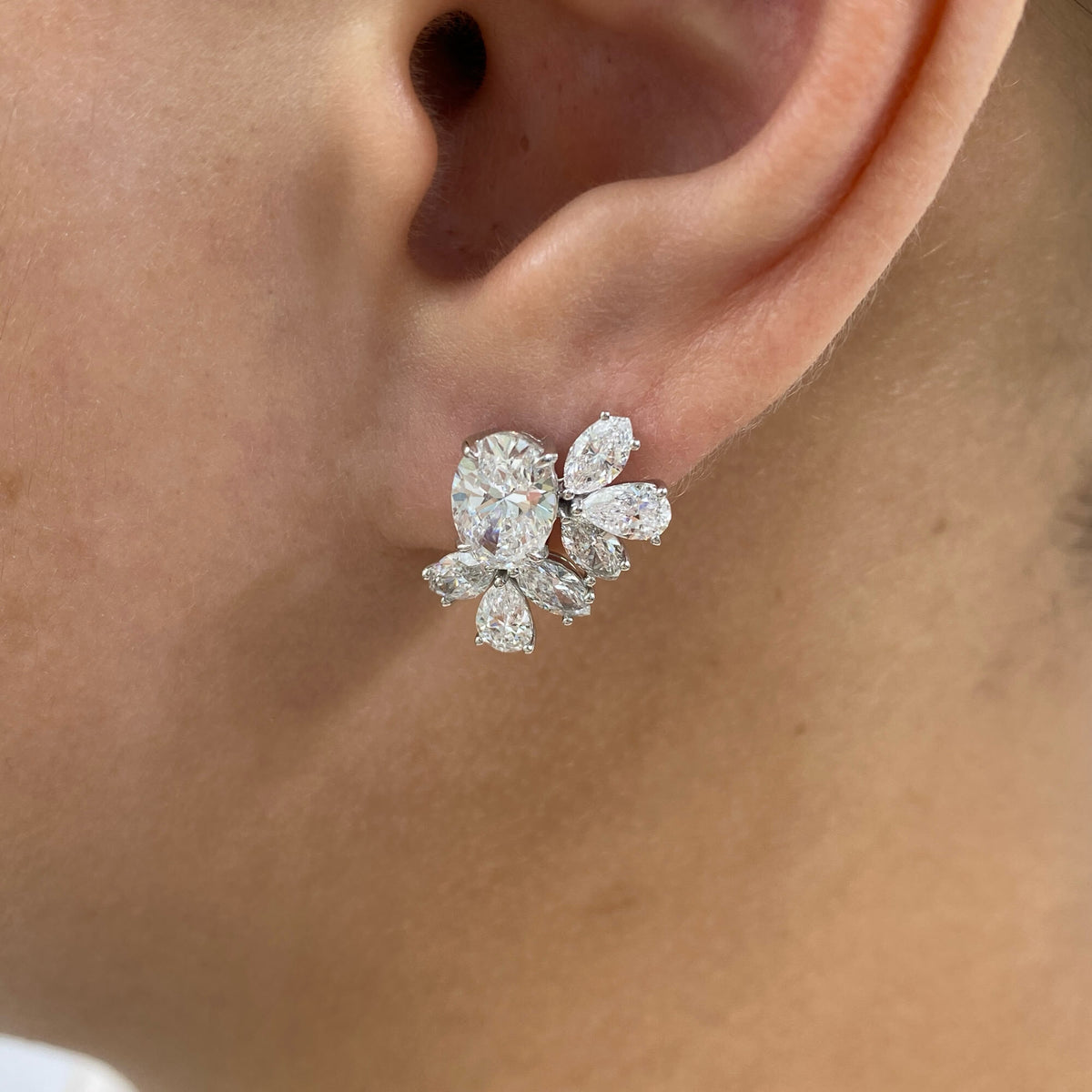 Chloe 4.1 Oval Lab-Grown Diamond Studs, Bouquet Earrings