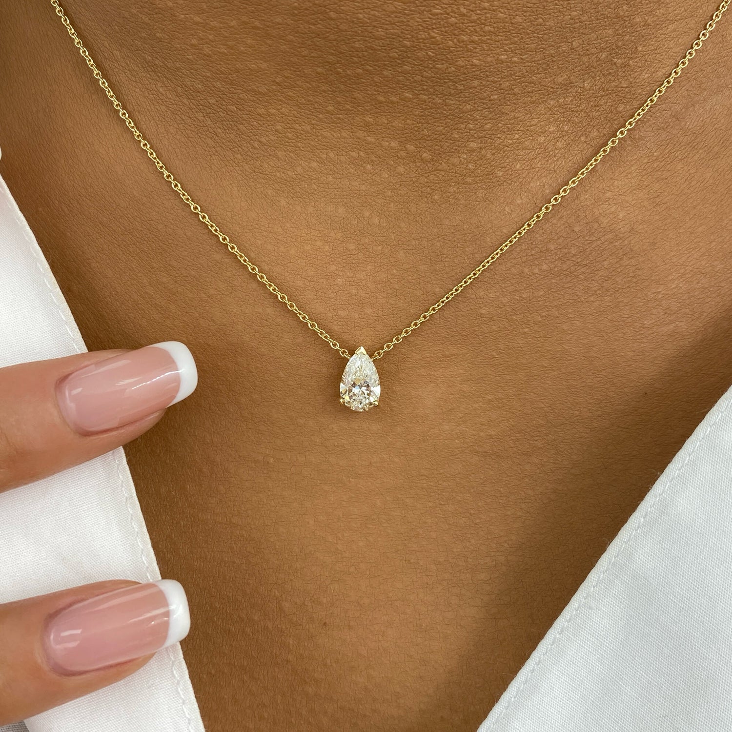 Summer 1.0 Pear Lab-Grown Diamond Solitaire, Chain Pendant